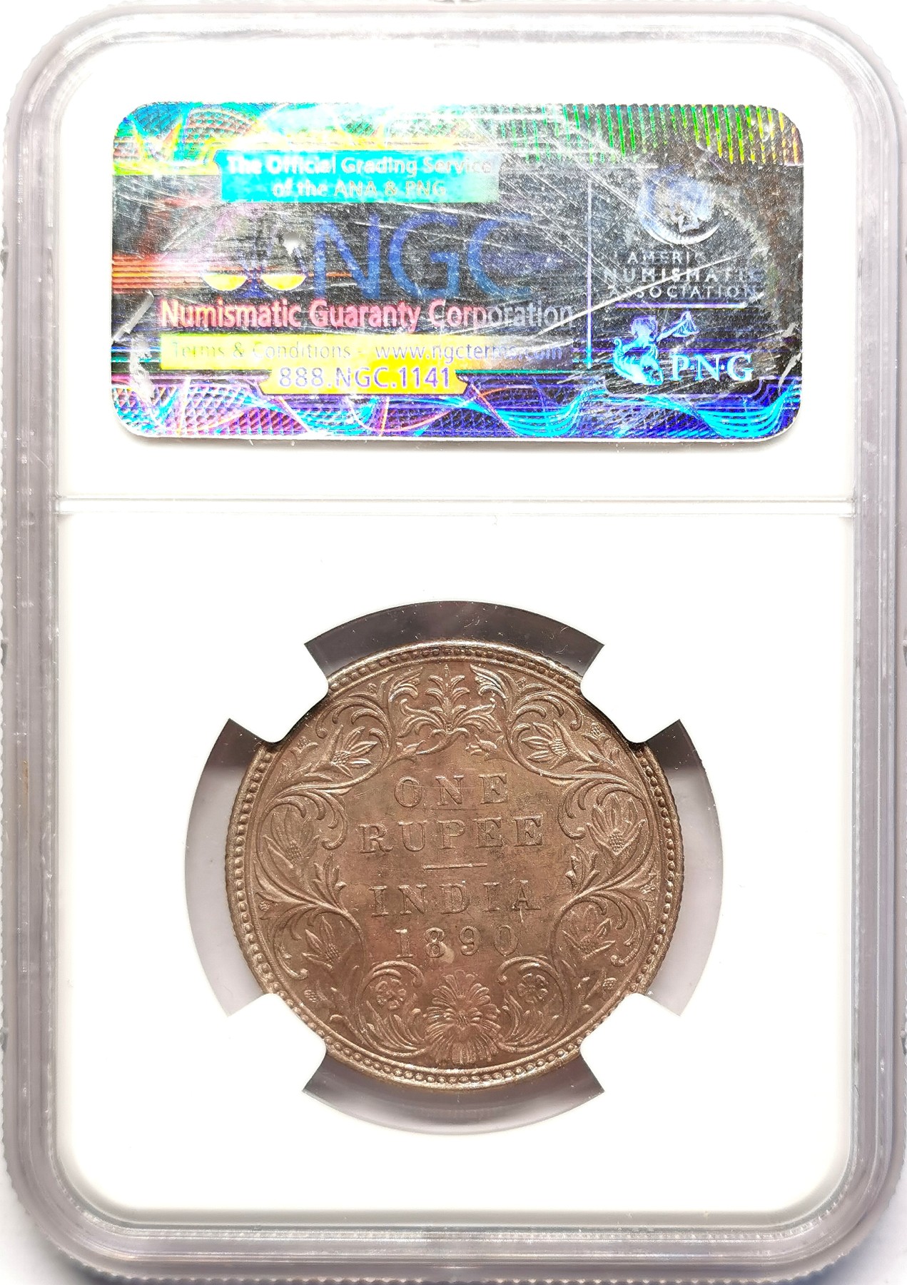 凡希社世界钱币微拍第二百五十一期 1890B英属印度小维卢比NGC-MS63