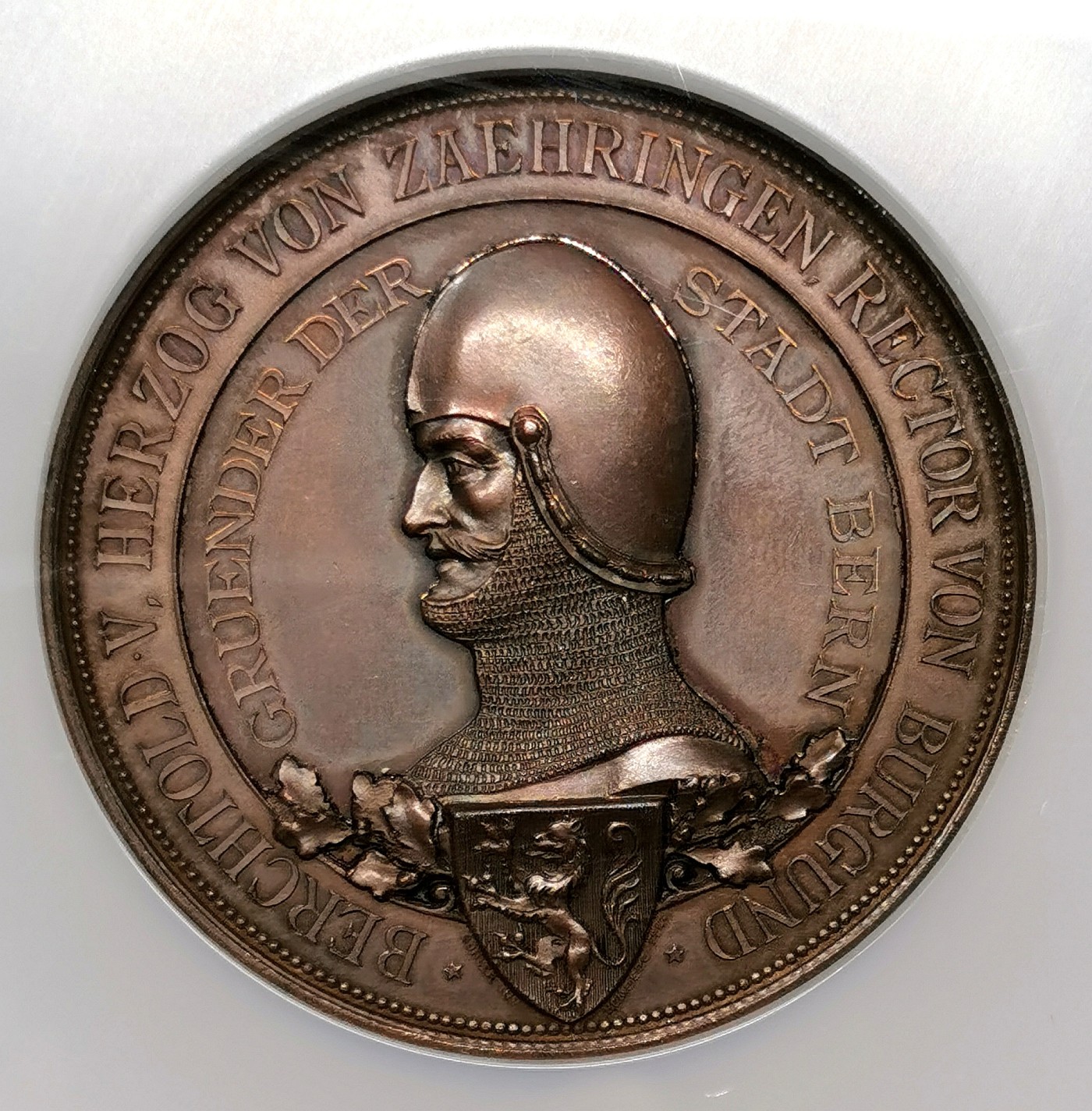 凡希社世界钱币微拍第二百五十一期 1891瑞士伯尔尼建城700年纪念铜章NGC-MS62