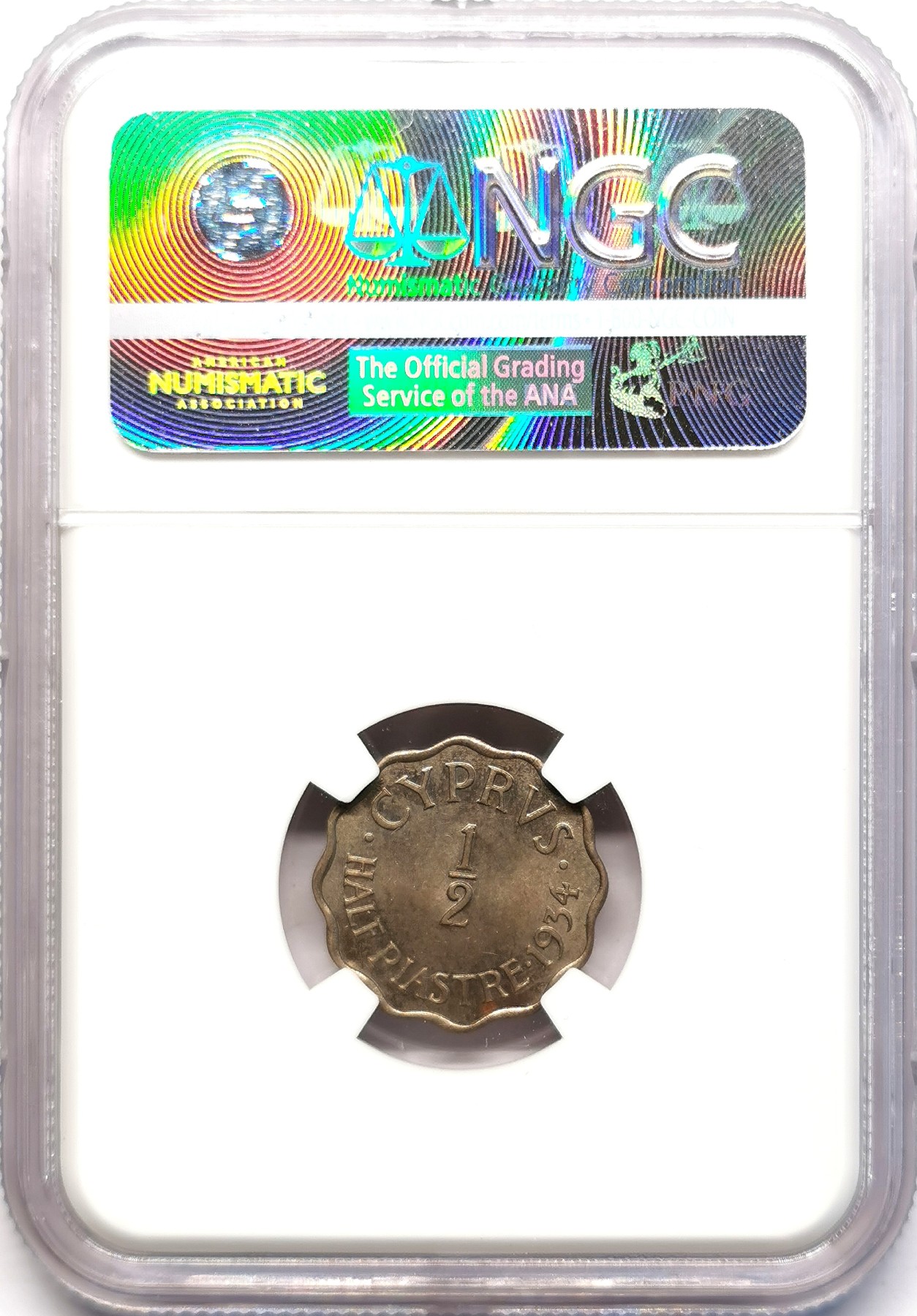 凡希社世界钱币微拍第二百五十一期 1934塞浦路斯乔五1/2P镍币NGC-MS64