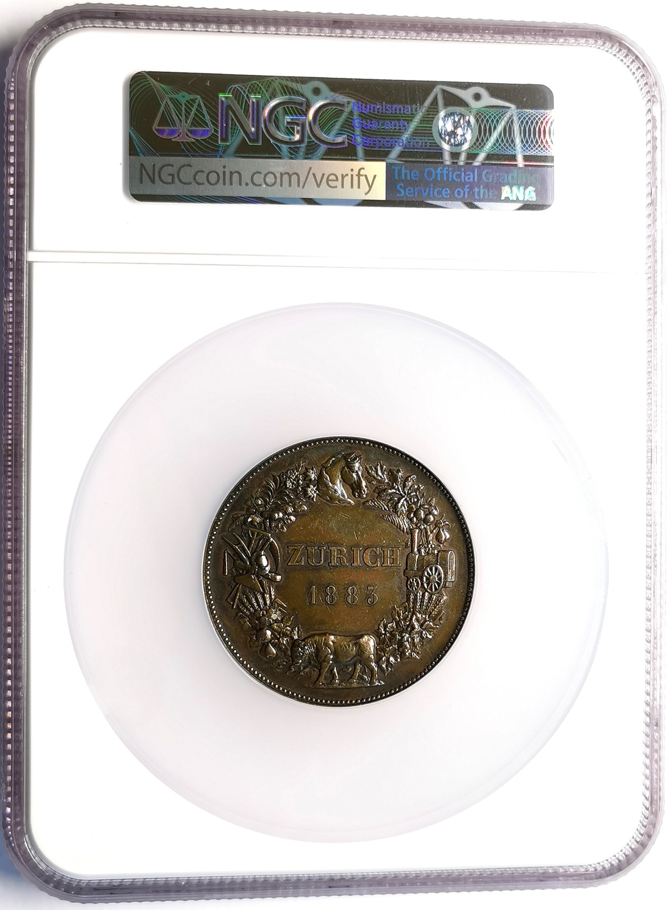 凡希社世界钱币微拍第二百五十一期 1883瑞士国家博览会纪念铜章NGC-AU58