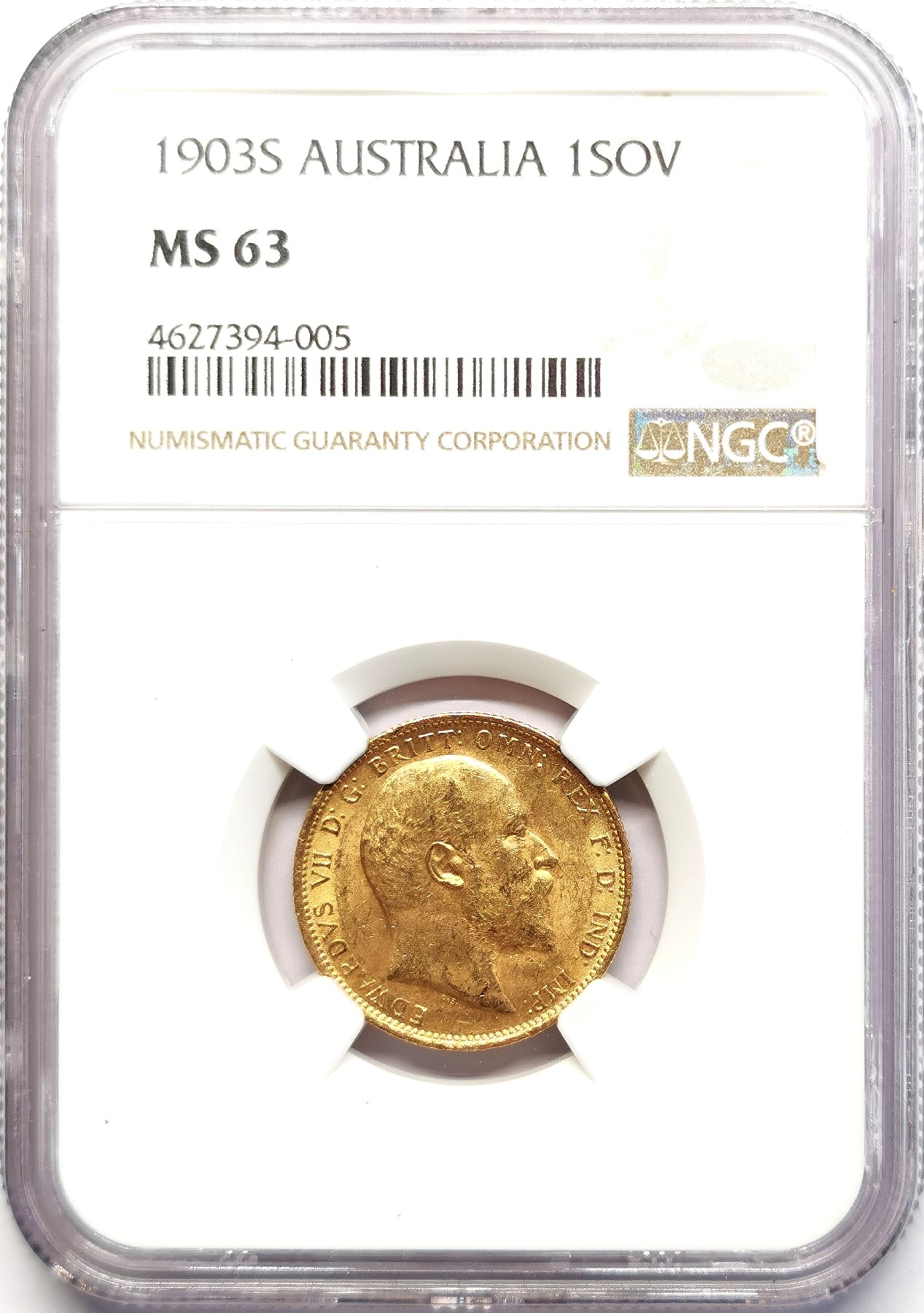 凡希社世界钱币微拍第二百五十一期 1903S澳大利亚爱七索维林金币NGC-MS63