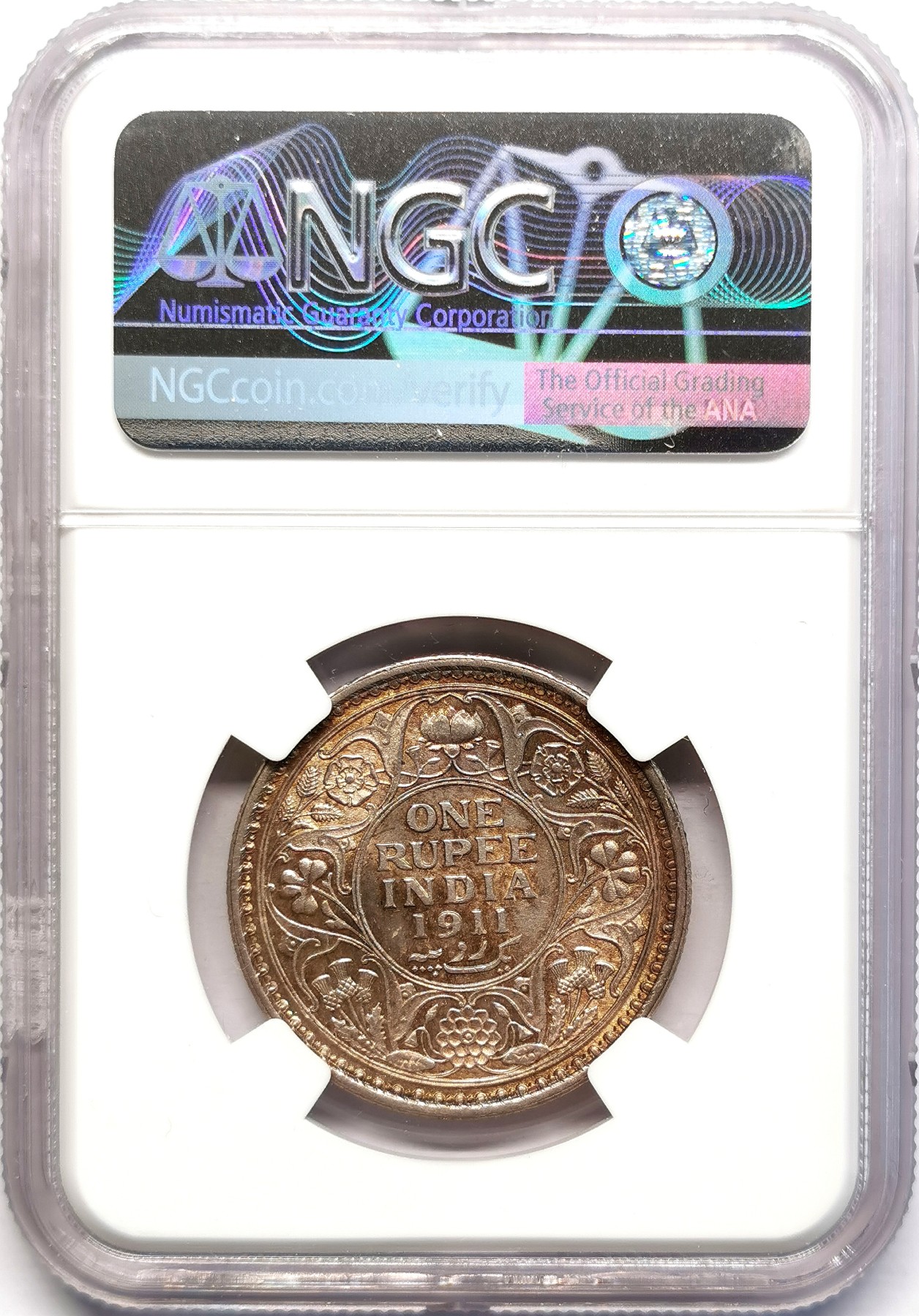 凡希社世界钱币微拍第二百五十一期 1911C英属印度乔五猪卢比NGC-MS62少见！