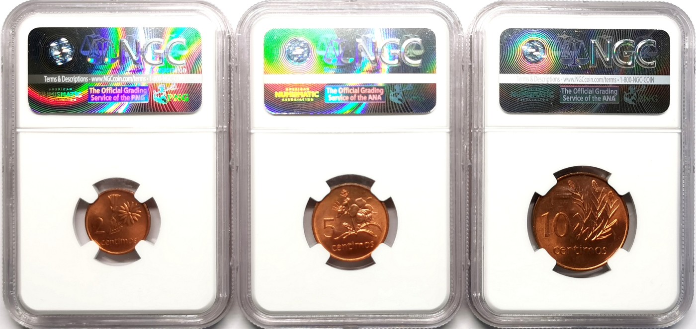 凡希社世界钱币微拍第二百五十一期 1975莫桑比克2/5/10分铜币三枚一组NGC-MS64