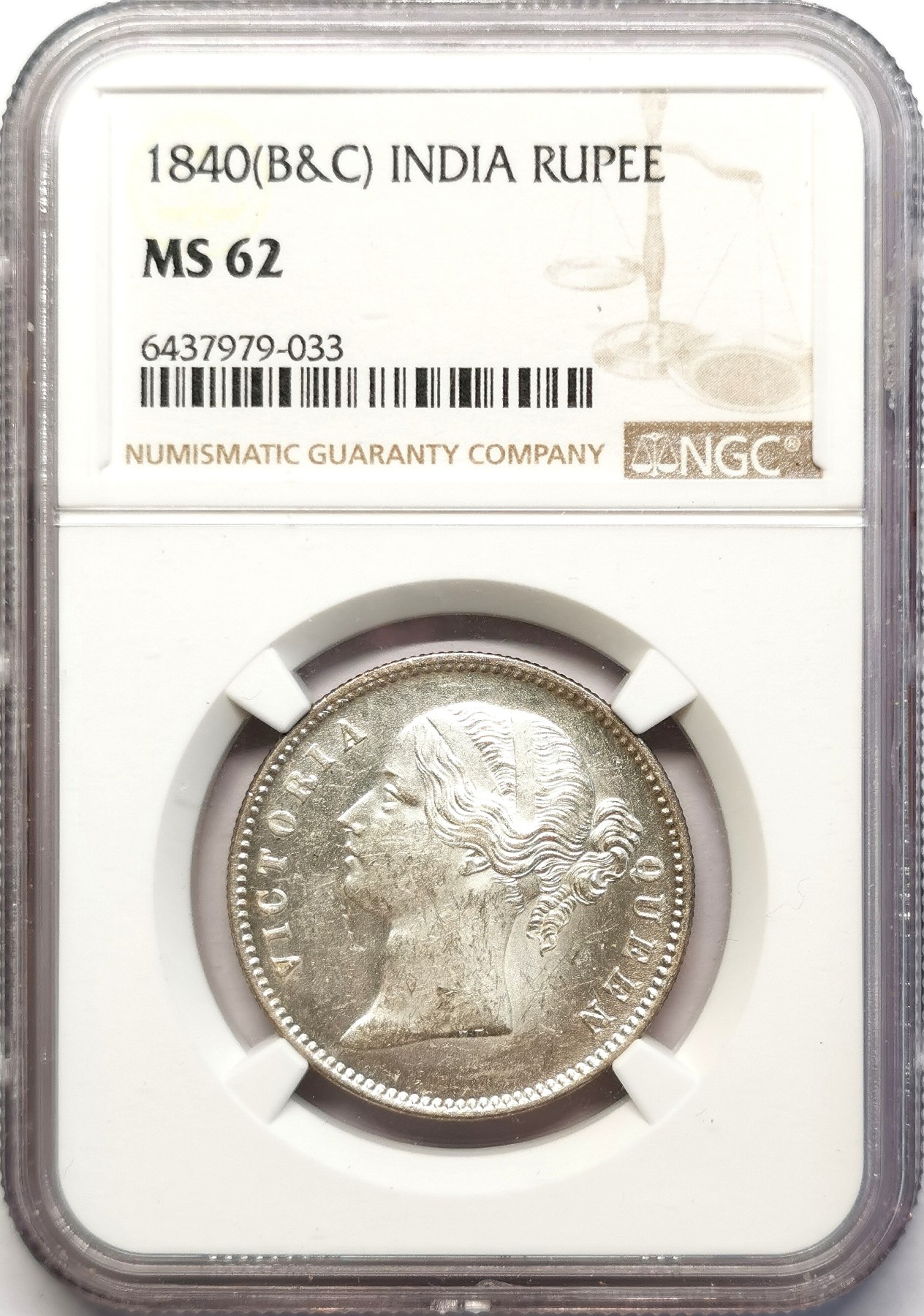 凡希社世界钱币微拍第二百五十一期 1840东印度公司小维卢比NGC-MS62