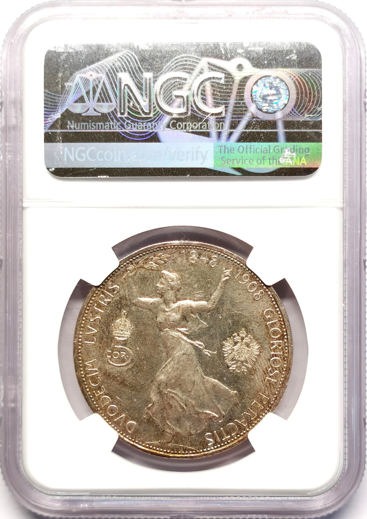 凡希社世界钱币微拍第二百五十一期 1908奥地利5科罗纳纪念大银NGC-MS62