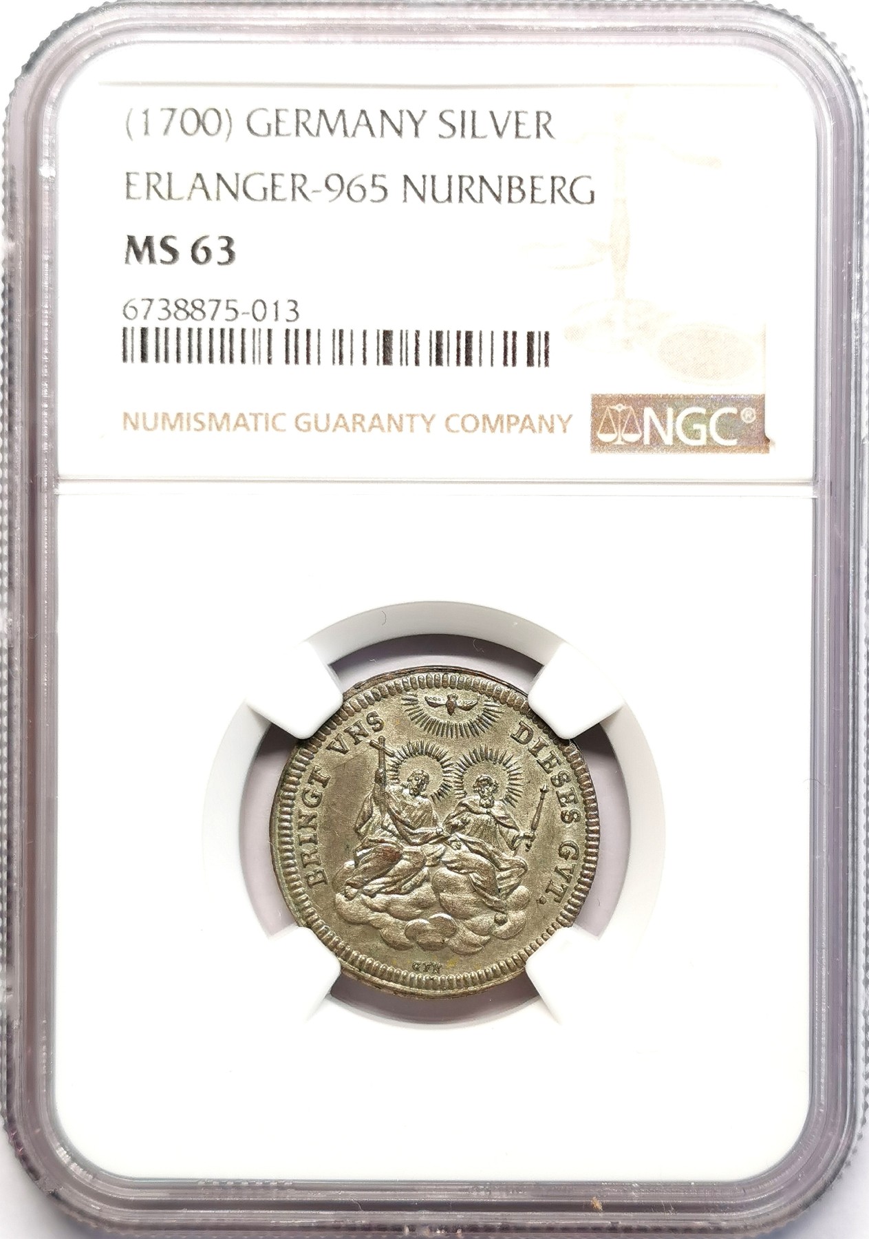 凡希社世界钱币微拍第二百五十一期 1700纽伦堡双使徒银章NGC-MS63