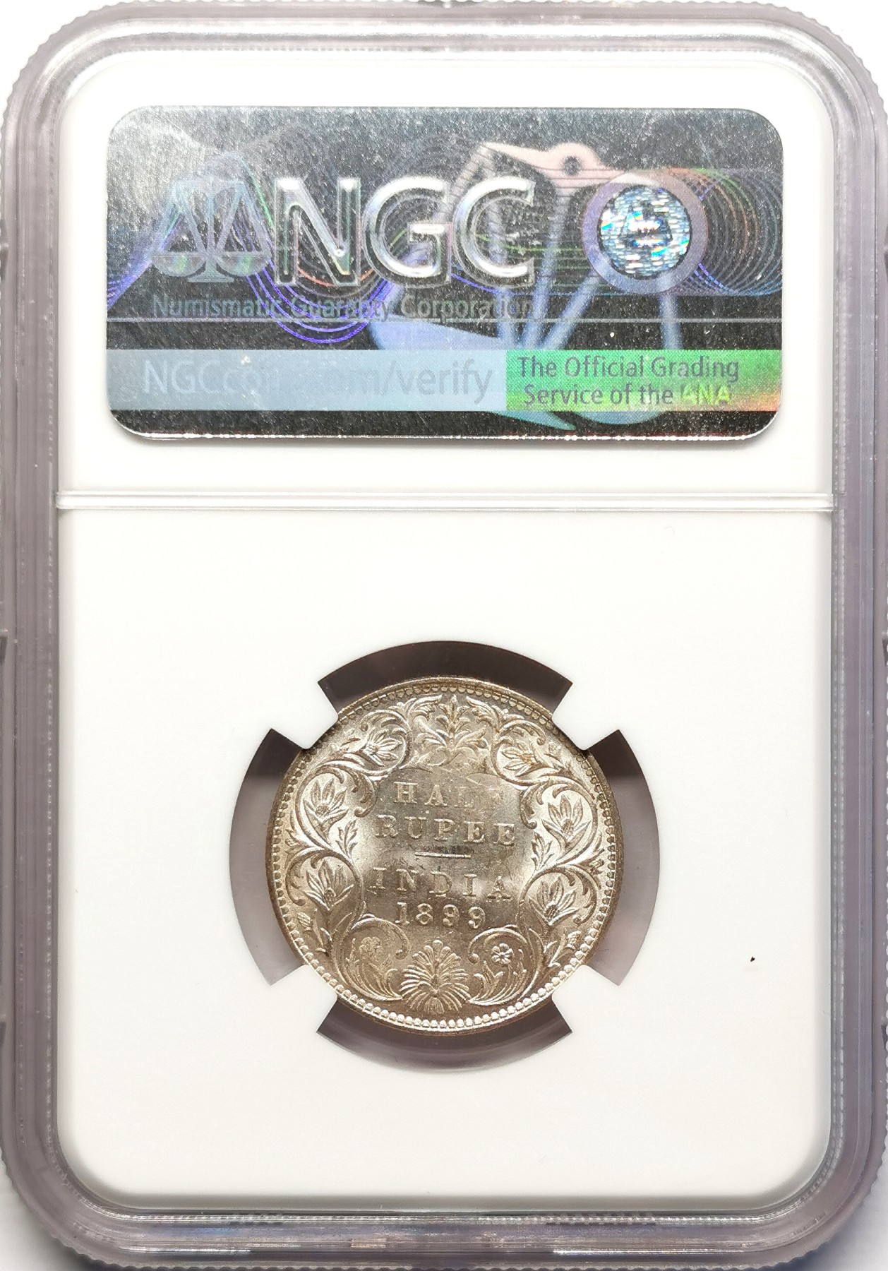 凡希社世界钱币微拍第二百五十一期 1899B英属印度小维1/2卢比NGC-MS62