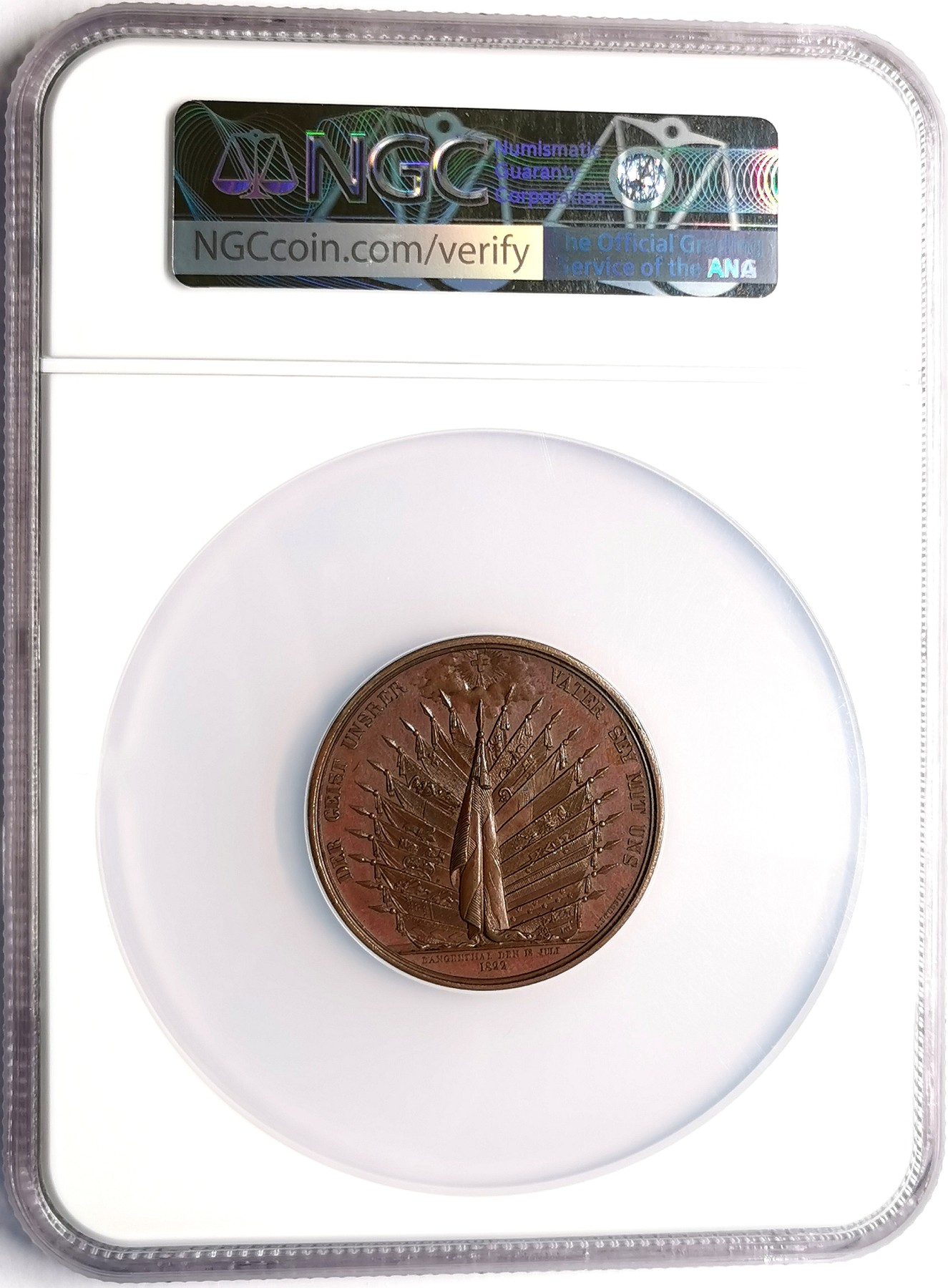 凡希社世界钱币微拍第二百五十一期 1822瑞士朗根塔尔纪念铜章NGC-MS64