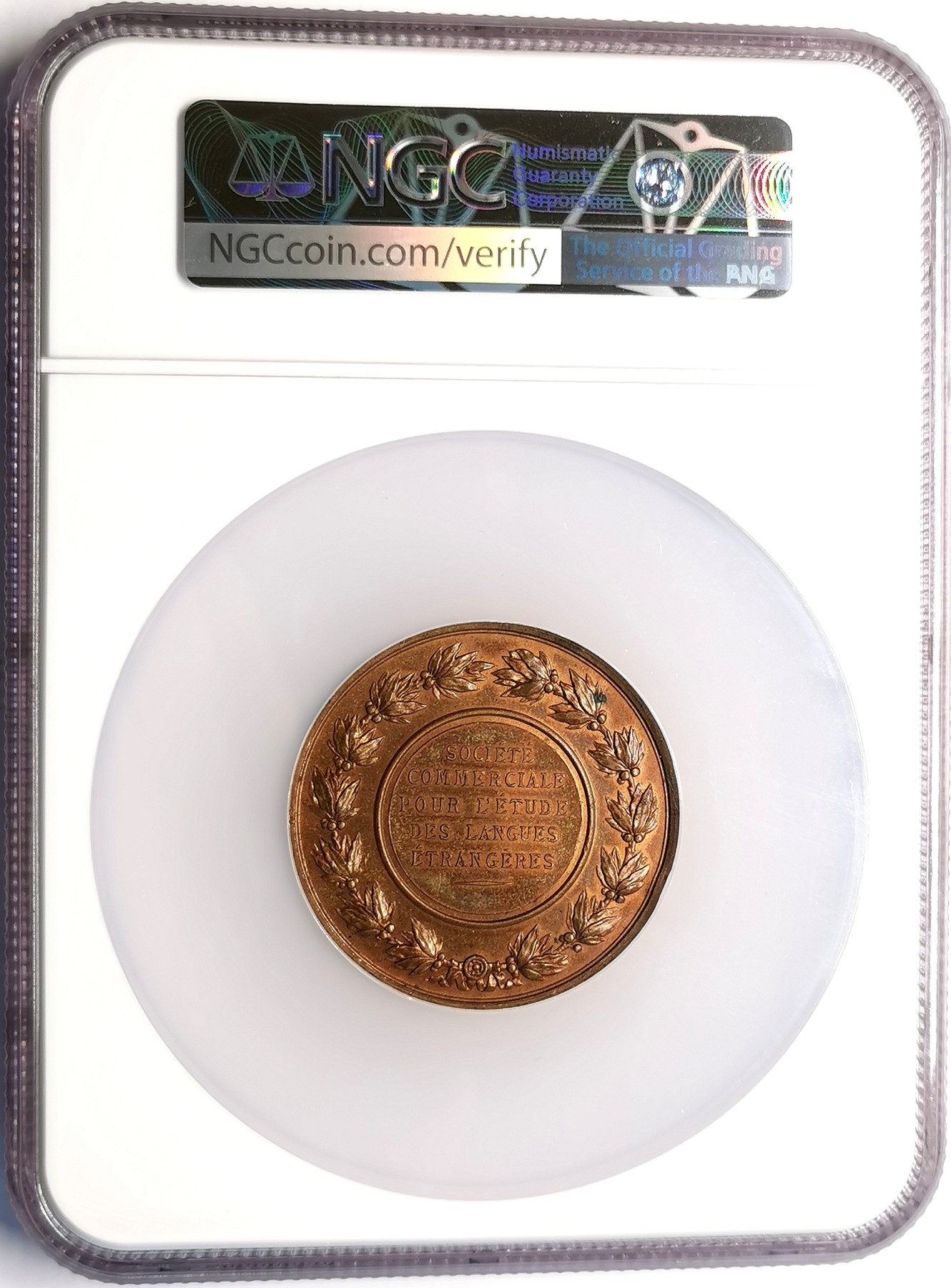 凡希社世界钱币微拍第二百五十一期 十九世纪法国语言研究学会纪念铜章NGC-MS63
