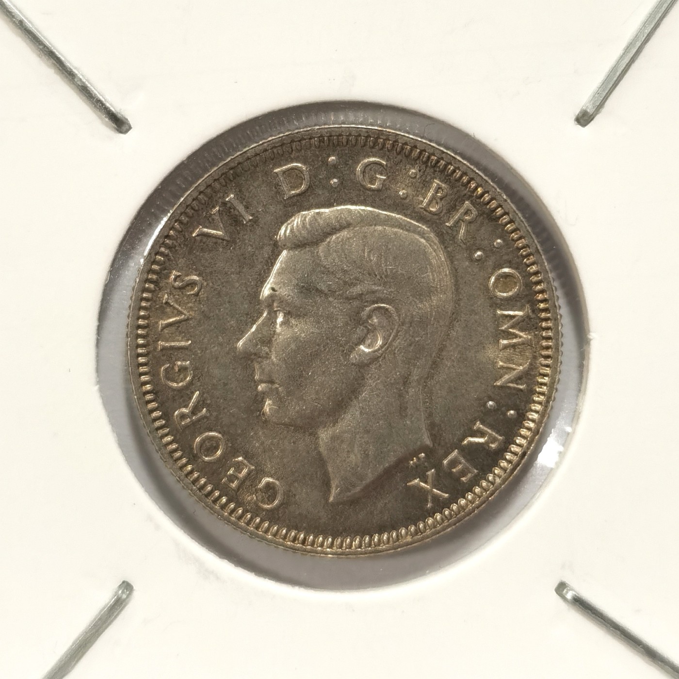 博洋堂世界钱币拍卖第048期（全场包邮） 1937年英国乔治六世一先令小银币UNC泛黄色包浆