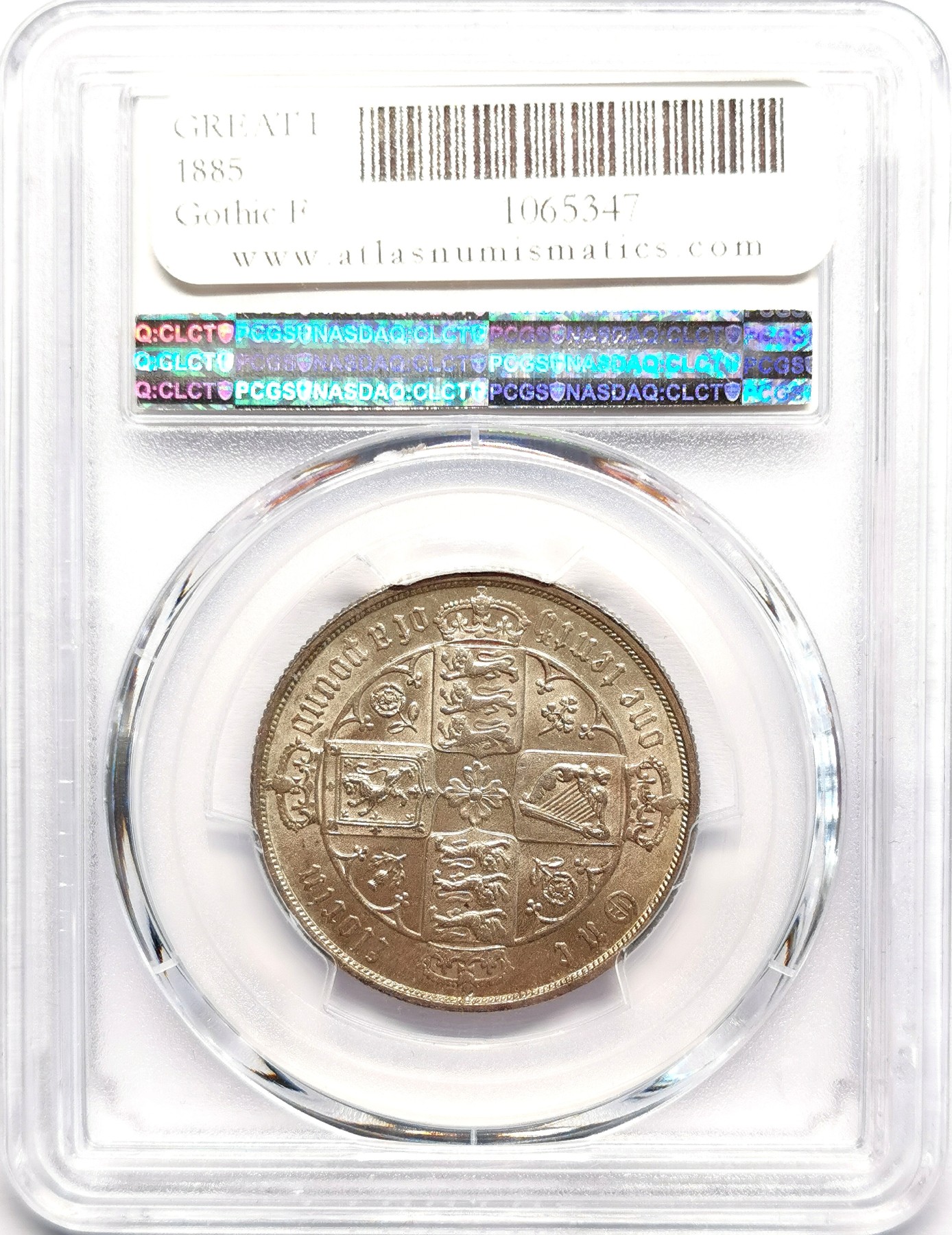 凡希社世界钱币微拍第二百五十一期 荐！1885英国小维哥特式佛罗林PCGS-MS63淡彩粉光！