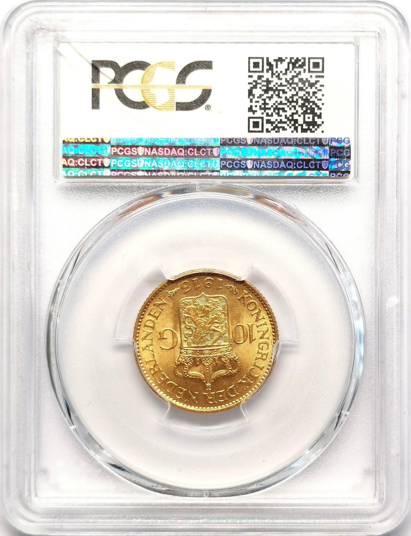 凡希社世界钱币微拍第二百五十一期 1913荷兰威廉敏娜10盾金币PCGS-MS65