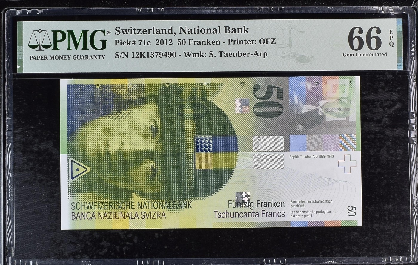 收藏联盟Quantum Auction 第298期拍卖  瑞士2012年50法郎 PMG66