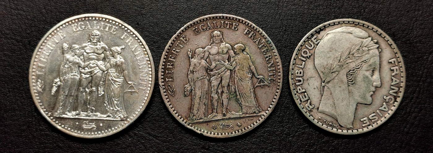 凡希社世界钱币微拍第二百五十一期 法国大银三枚一组