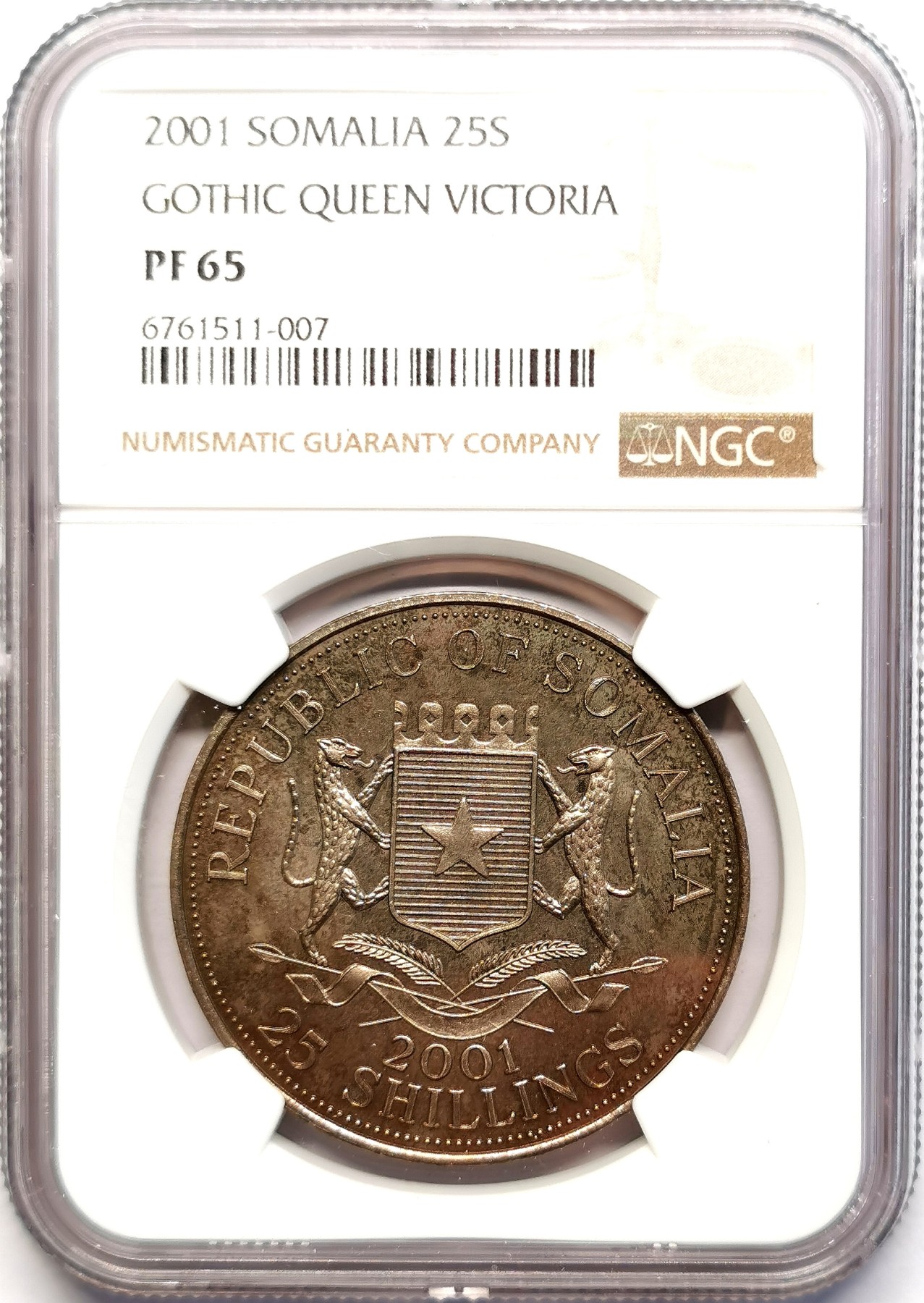 凡希社世界钱币微拍第二百五十一期 2001索马里哥特克朗50S纪念镍币NGC-PF65