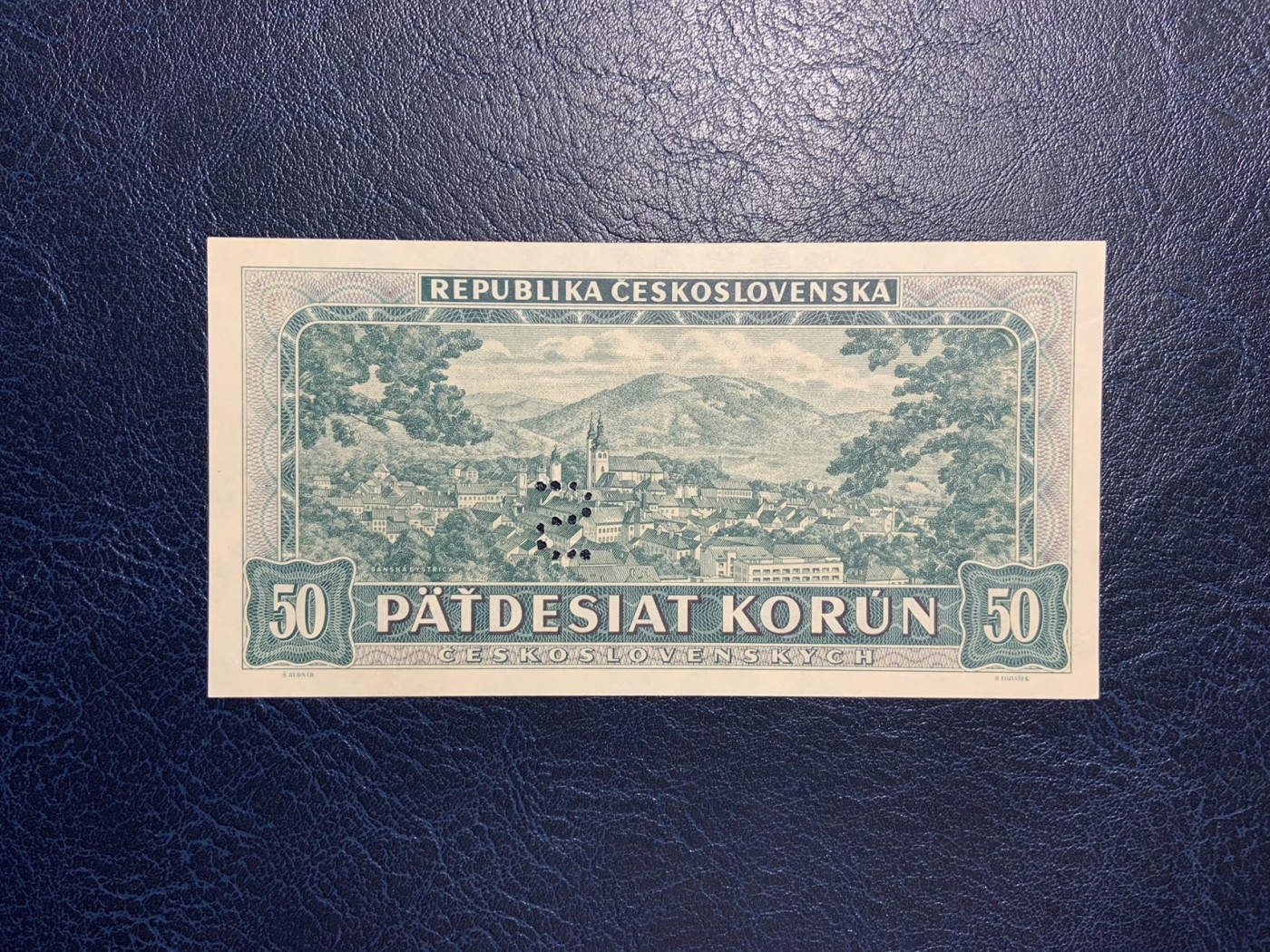 收藏联盟Quantum Auction 第298期拍卖  捷克斯洛伐克1948年50克朗S孔型样票 品相全新UNC 少见S孔 多见三孔