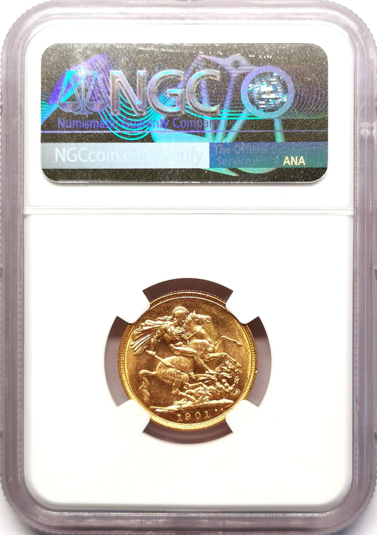 凡希社世界钱币微拍第二百五十一期 1901英国老维批纱索维林金币NGC-MS61