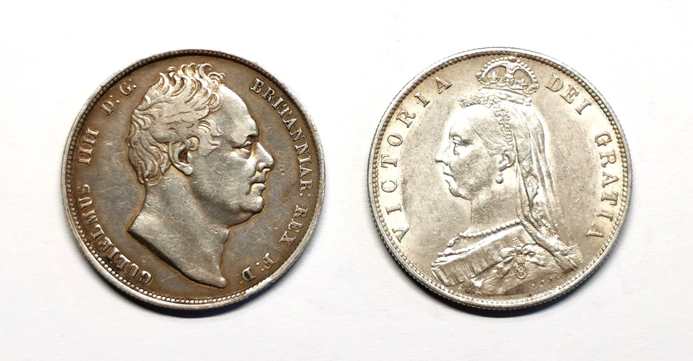 凡希社世界钱币微拍第二百五十一期 英国半克朗一对VF/AU