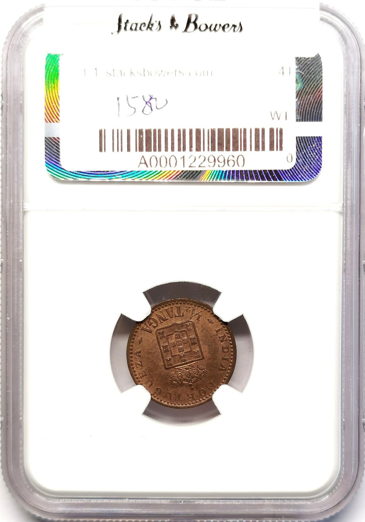 凡希社世界钱币微拍第二百五十一期 1901葡属印度1/12tanga铜辅币NGC-MS63品相极难得！