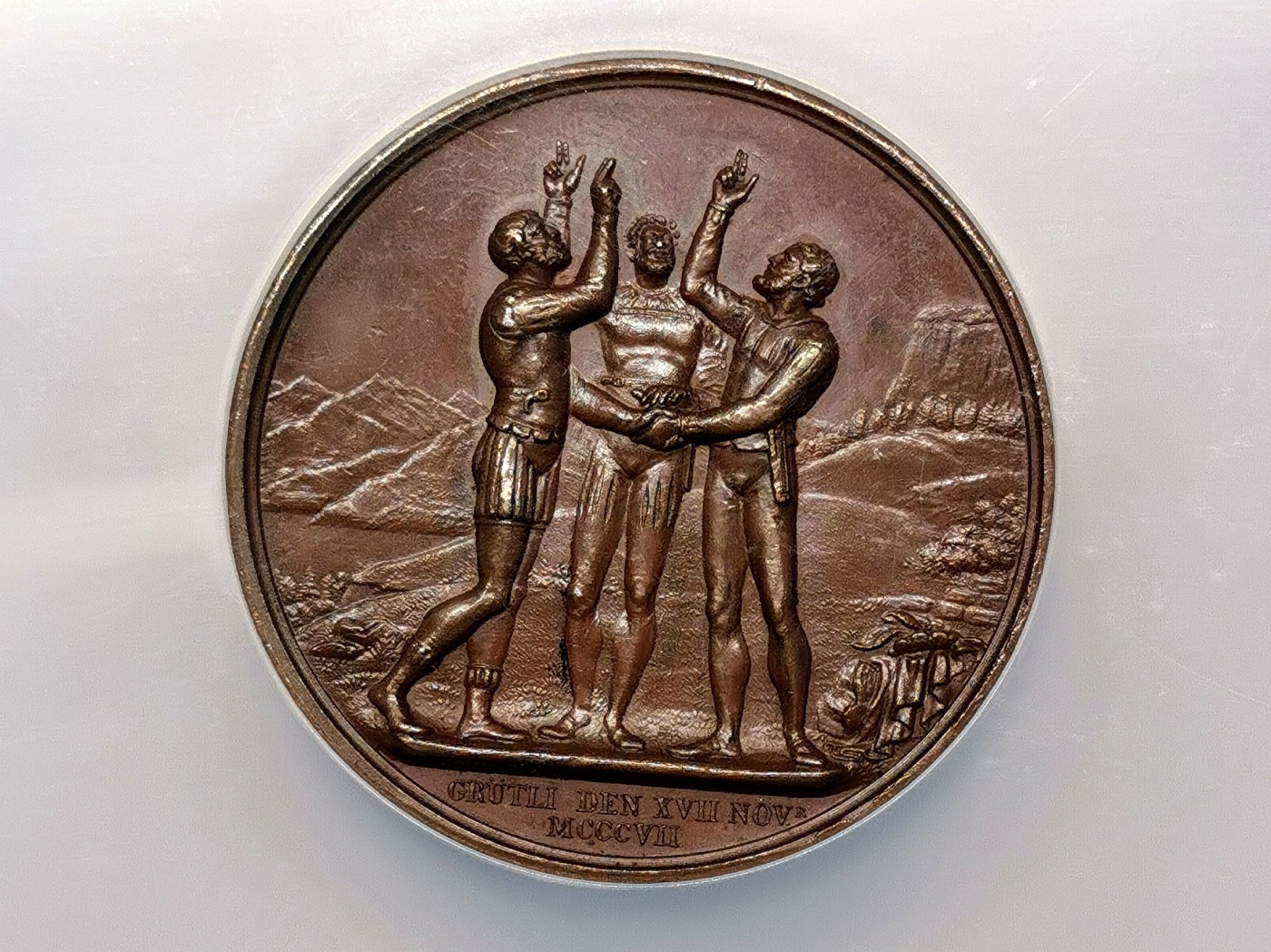 凡希社世界钱币微拍第二百五十一期 1822瑞士朗根塔尔纪念铜章NGC-MS64