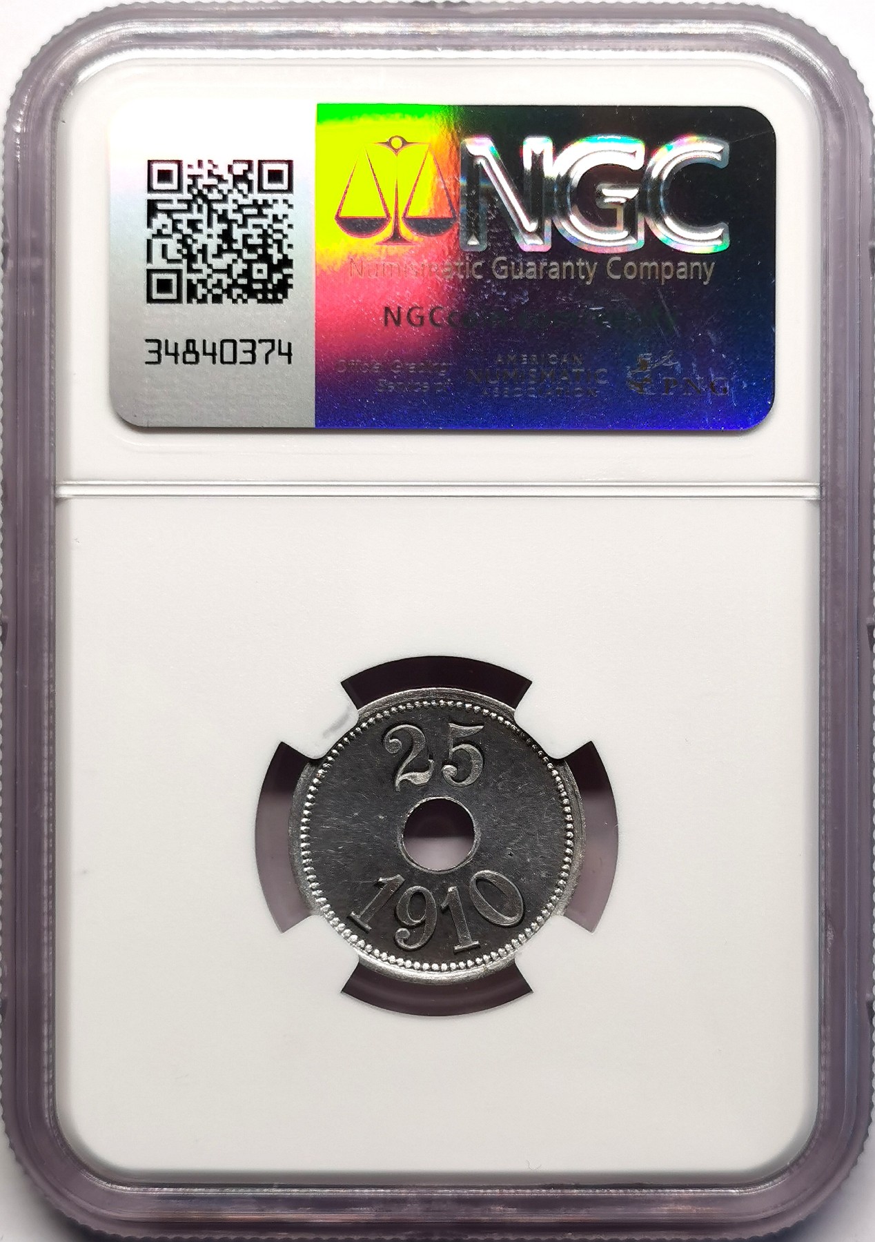 凡希社世界钱币微拍第二百五十一期 1910格陵兰矿业公司25欧尔NGC-MS65