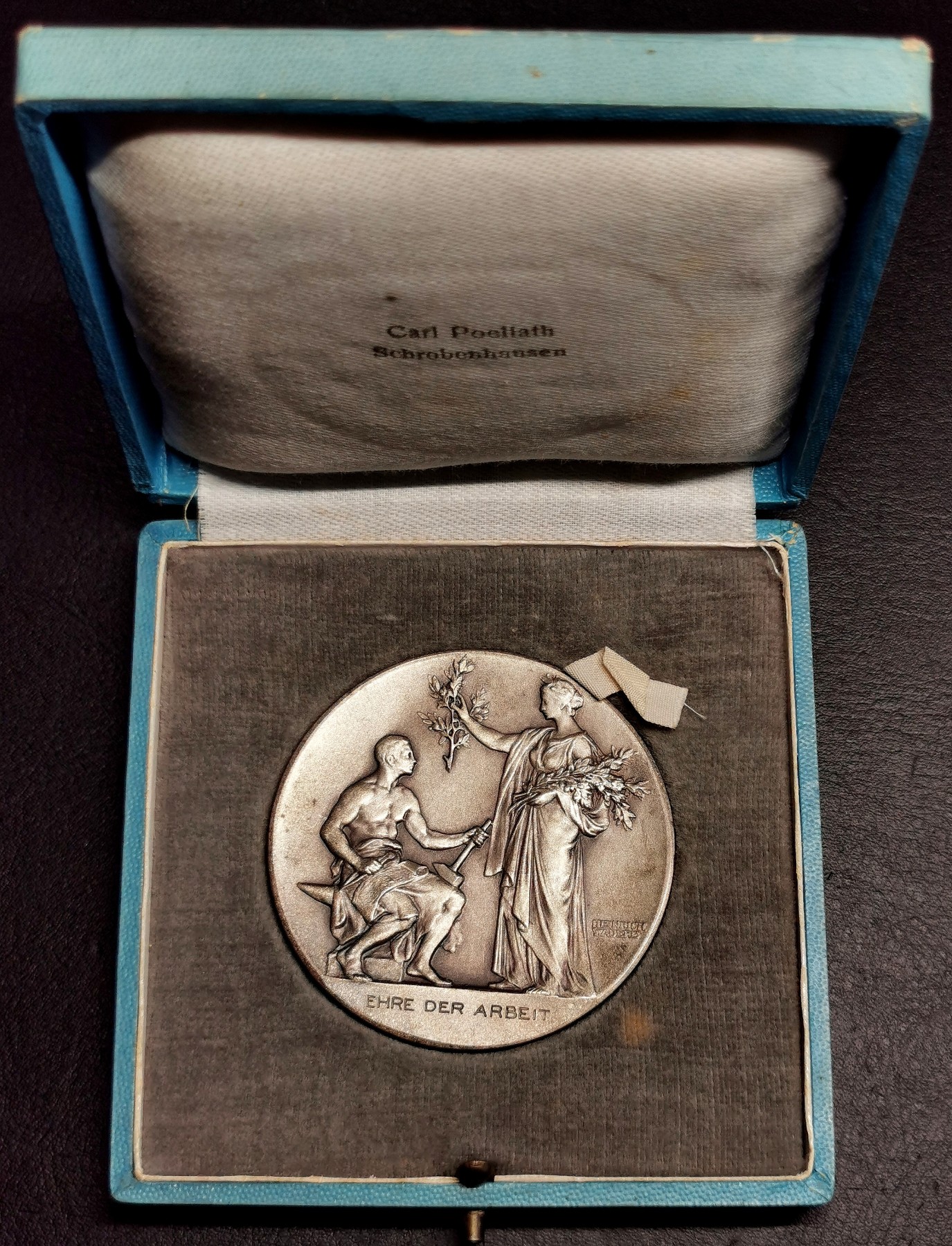 凡希社世界钱币微拍第二百五十一期 19世纪德国巴伐利亚工业协会银章 50mm附原盒