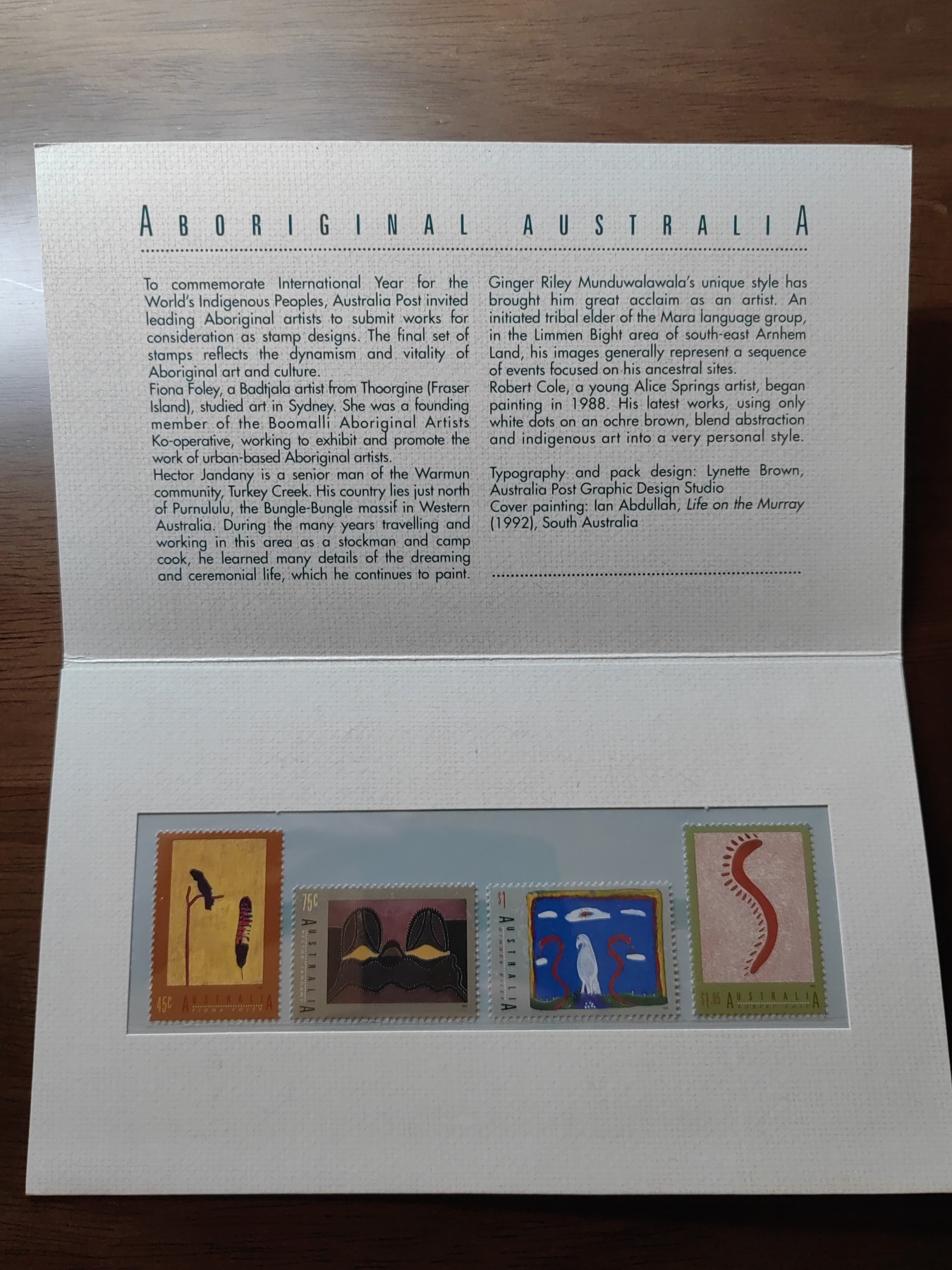 外国邮和小本票精品专场（秒杀和拍卖）第①⑥场 澳大利亚1993年  国际年 | 绘画艺术一套 （全新邮票无邮戳，小本票非邮折）