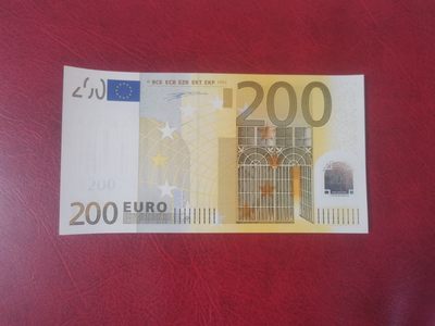欧盟纸币Euro 200欧元 2002版 一签 稀少V冠西班牙版 全新UNC - 欧盟纸币Euro 200欧元 2002版 一签 稀少V冠西班牙版 全新UNC