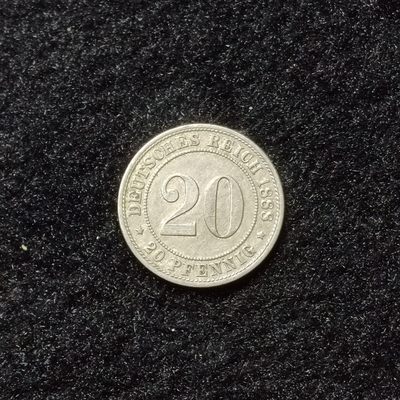 巴斯克收藏第185期 散币专场 10-11月31/1/2号三场连拍 全场包邮 - 德国 威廉一世 1888年（三皇之年） 20芬尼铜镍合金币 短翅鹰版