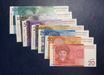 收藏联盟Quantum Auction 第298期拍卖  - 吉尔吉斯斯坦2016年20-5000索姆尾二同一套  品相全新UNC