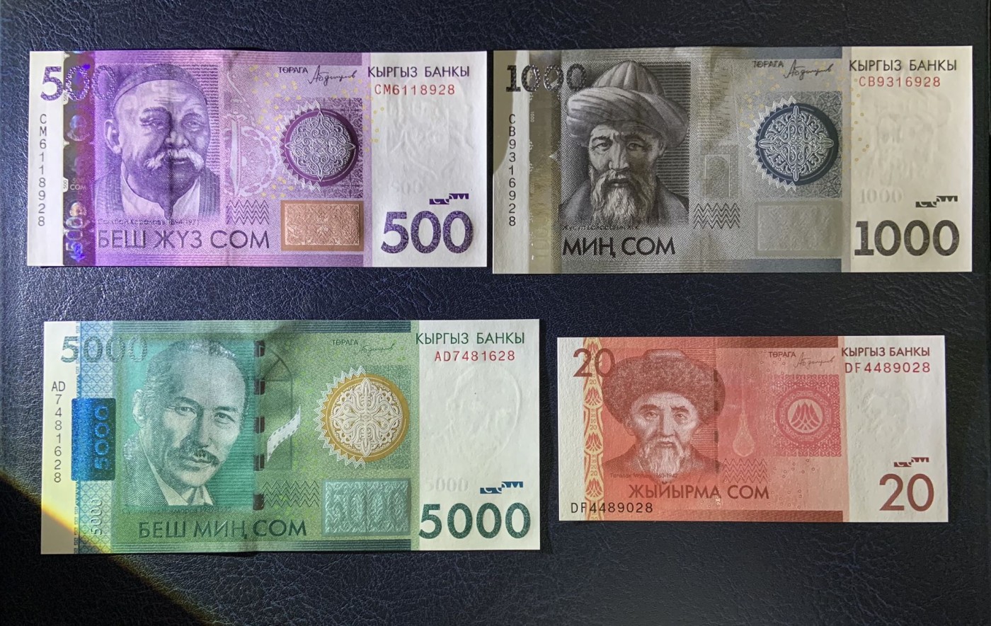 收藏联盟Quantum Auction 第298期拍卖  吉尔吉斯斯坦2016年20-5000索姆尾二同一套  品相全新UNC
