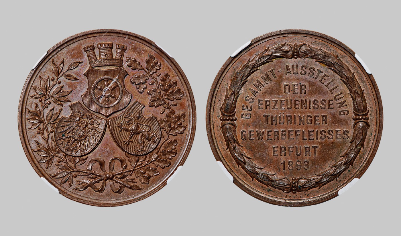 广州中孚2023年秋季拍卖会 1893年 德国埃尔福特博览会铜章。NGC-64BN（6421582-001）