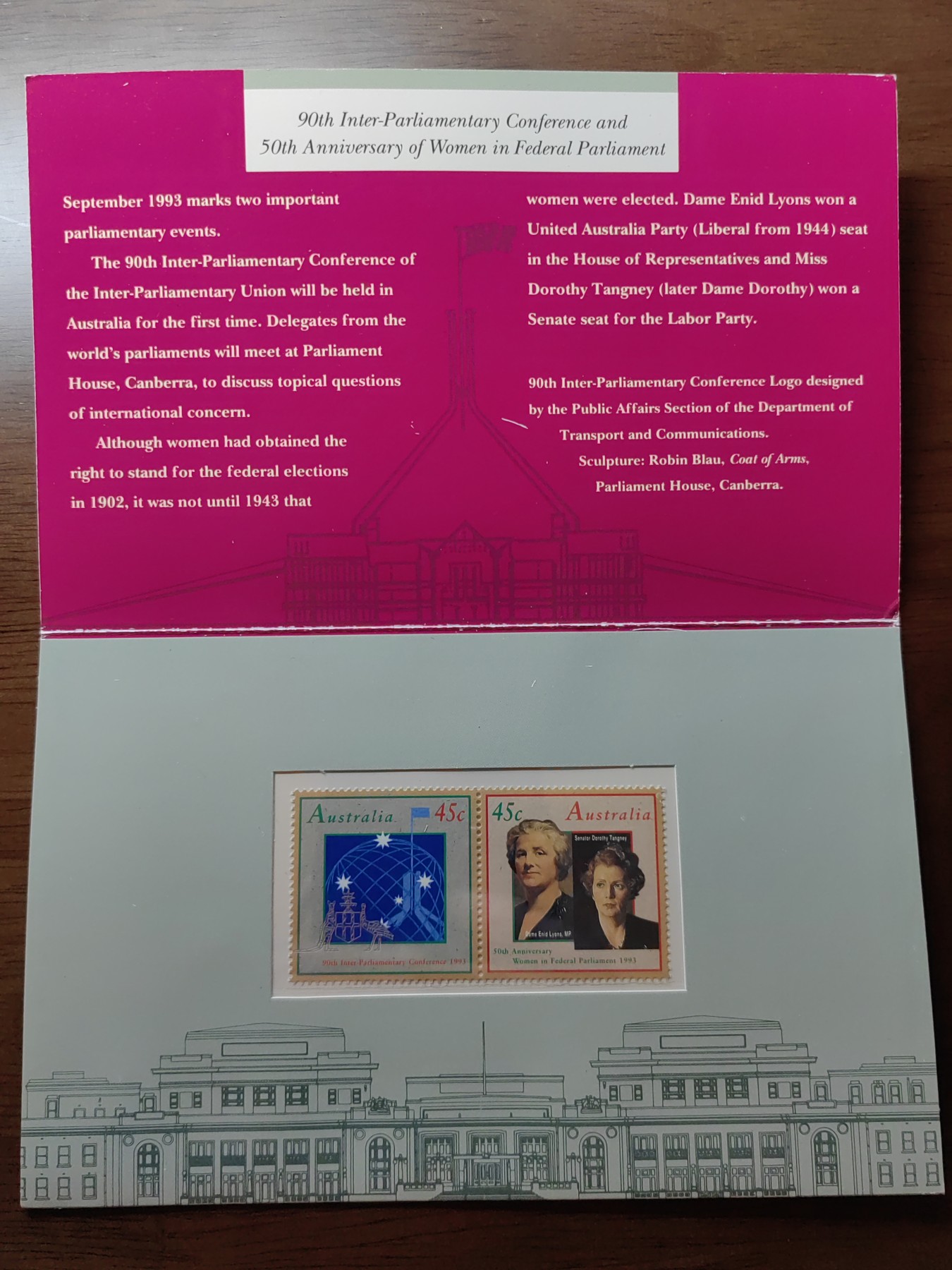 外国邮和小本票精品专场（秒杀和拍卖）第①⑥场 澳大利亚1993 第90届国际会议一套 （全新邮票无邮戳，小本票非邮折）