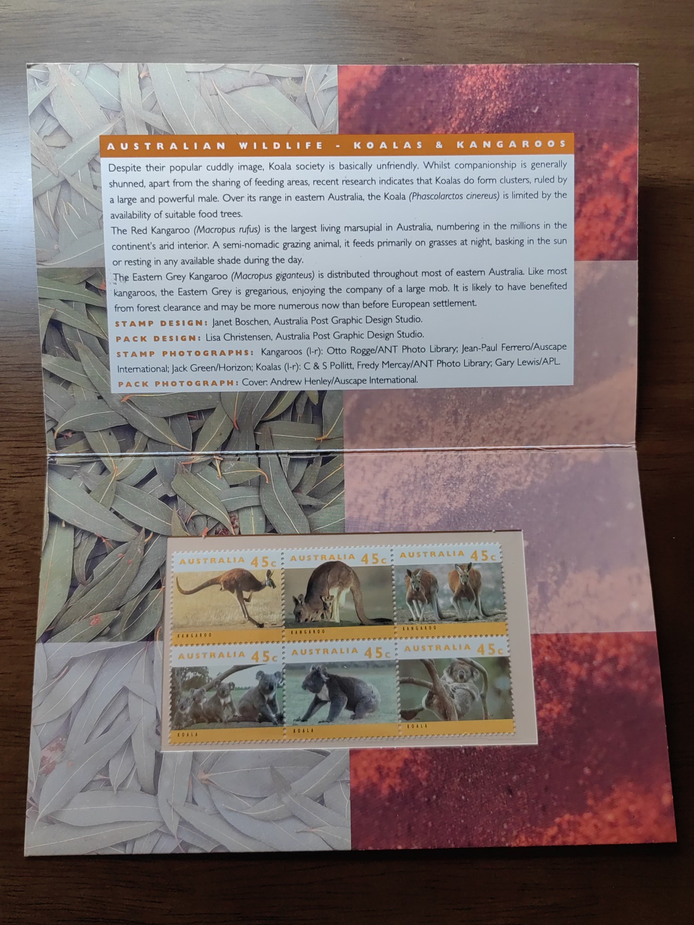 外国邮和小本票精品专场（秒杀和拍卖）第①⑥场 澳大利亚1994年 澳大利亚野生动物一套 全新邮票无邮戳（小本票非邮折）
