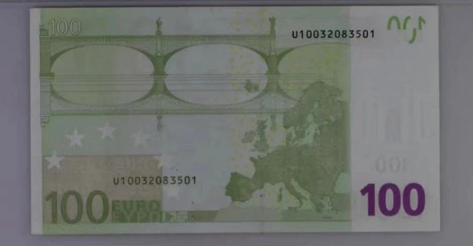 欧盟纸币Euro 一签 100欧元 稀少U冠法国版 全新UNC
