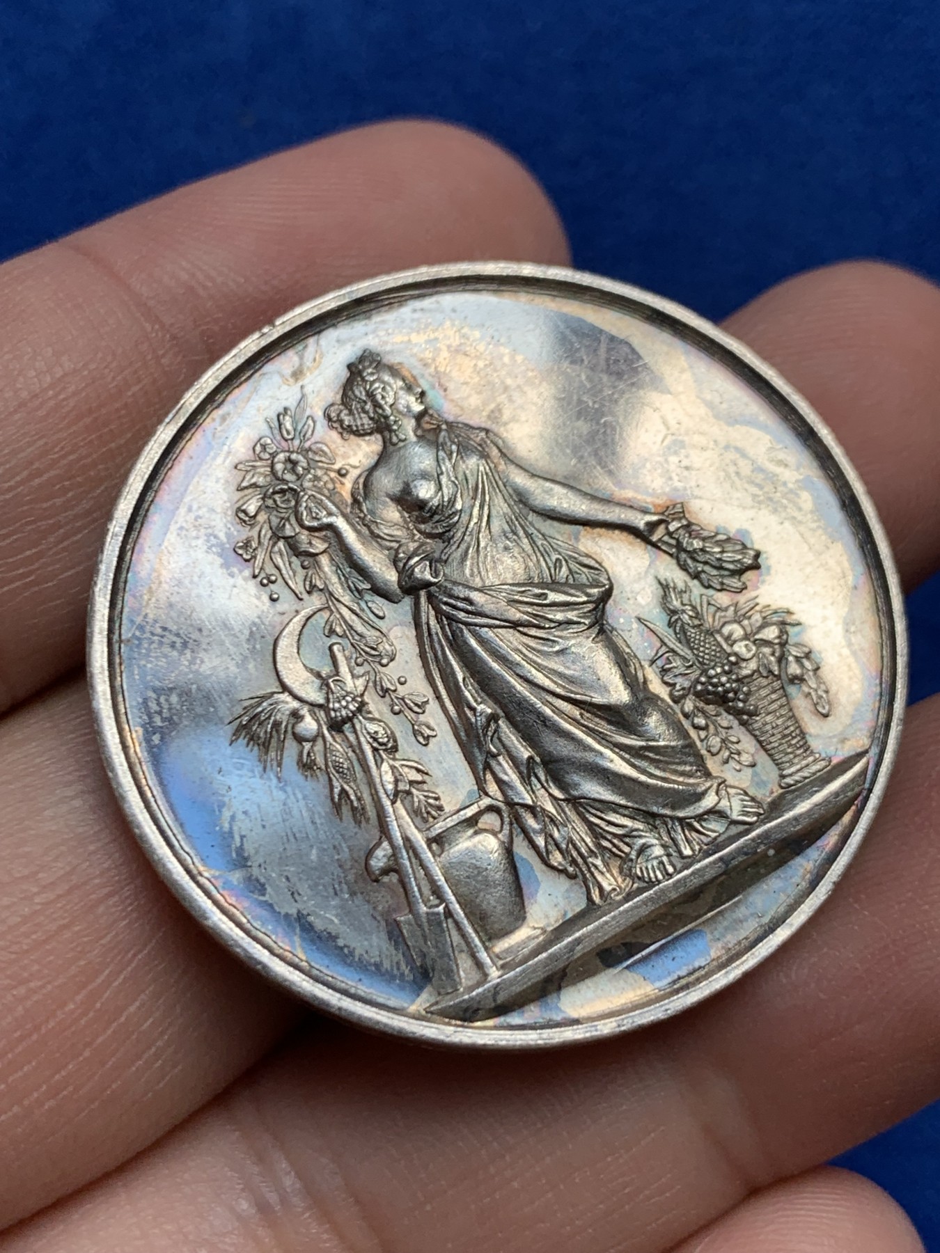 《竞宝斋》第208场-周日，周一 2场 (全场包邮) 法国1860-1879银质jeton，卡恩和卡拉瓦多斯中央园艺公司，21.58g，36.8mm，蜜蜂边铭 早期品种