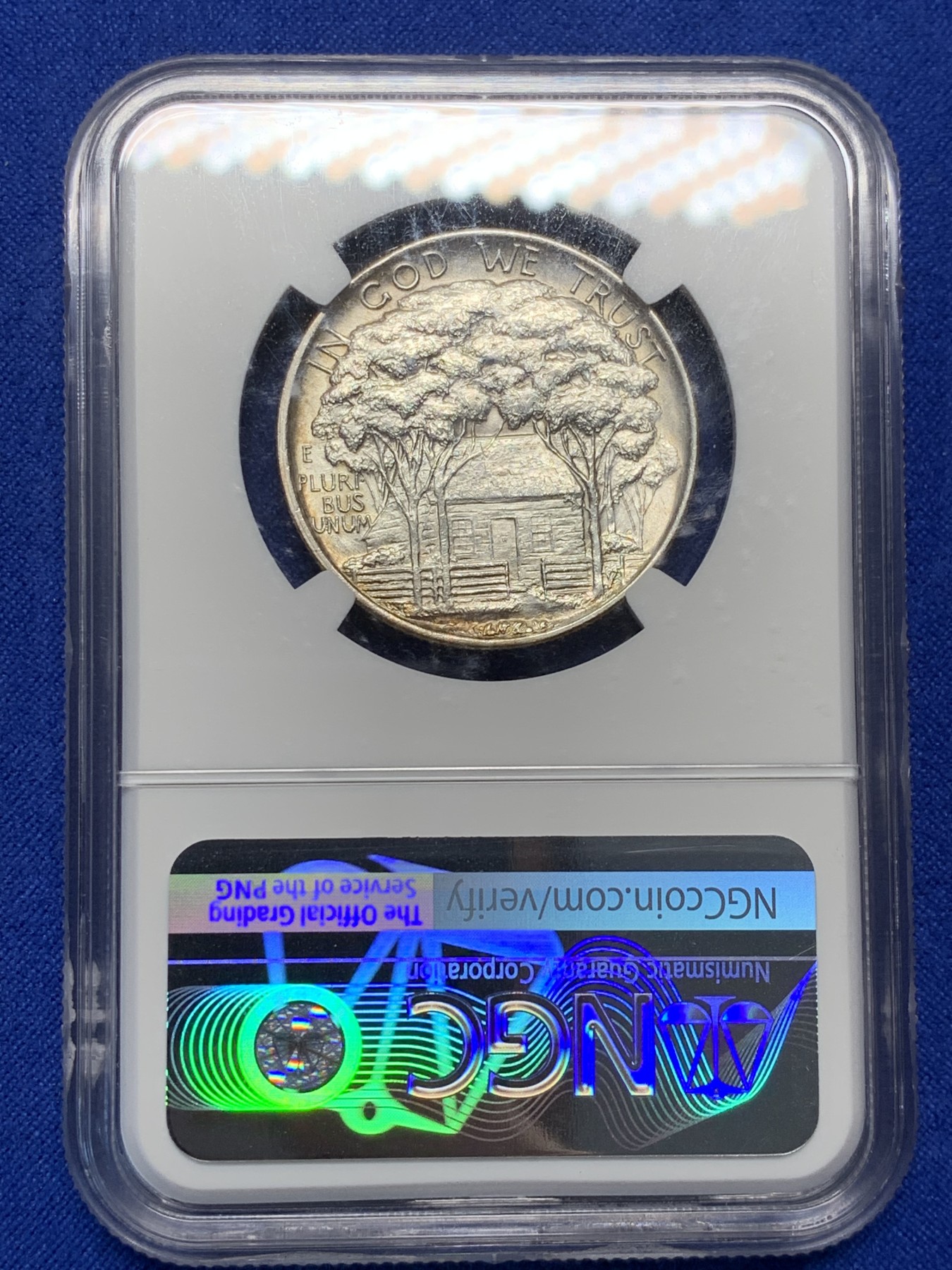 《竞宝斋》第208场-周日，周一 2场 (全场包邮) NGC-UNCD 美国1922年格兰特将军 半美元纪念银币  带点彩 整体状态不错