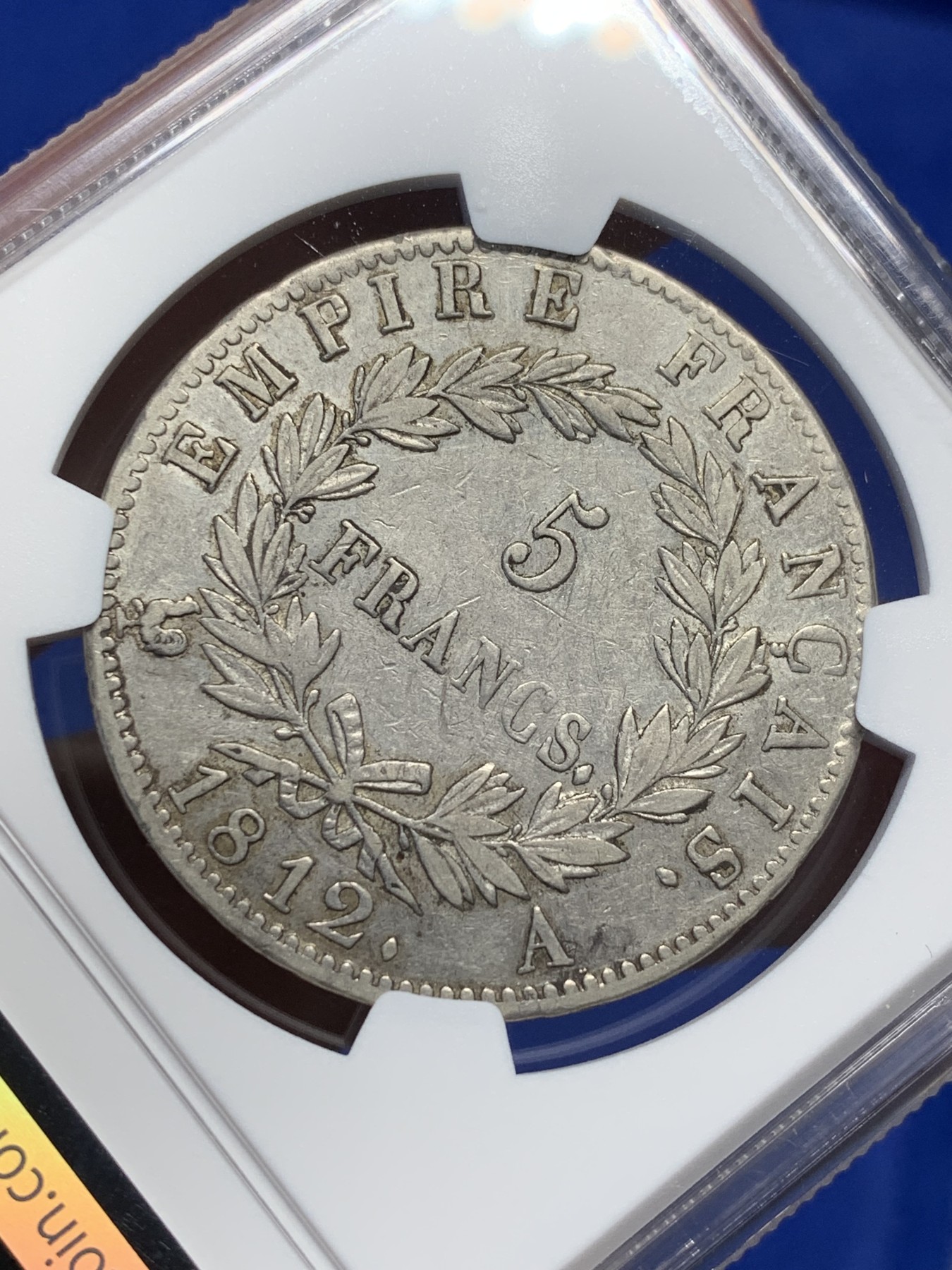 《竞宝斋》第208场-周日，周一 2场 (全场包邮) NGC XFD 1812年法国拿破仑5法郎银币 不多的年份 整体深打