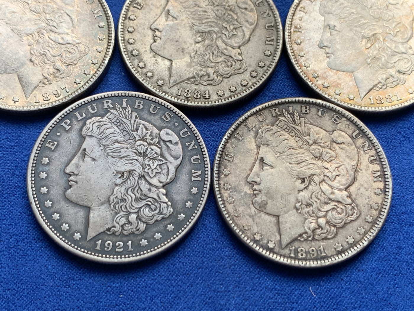 《竞宝斋》第208场-周日，周一 2场 (全场包邮) 5枚一组 美国摩根银币