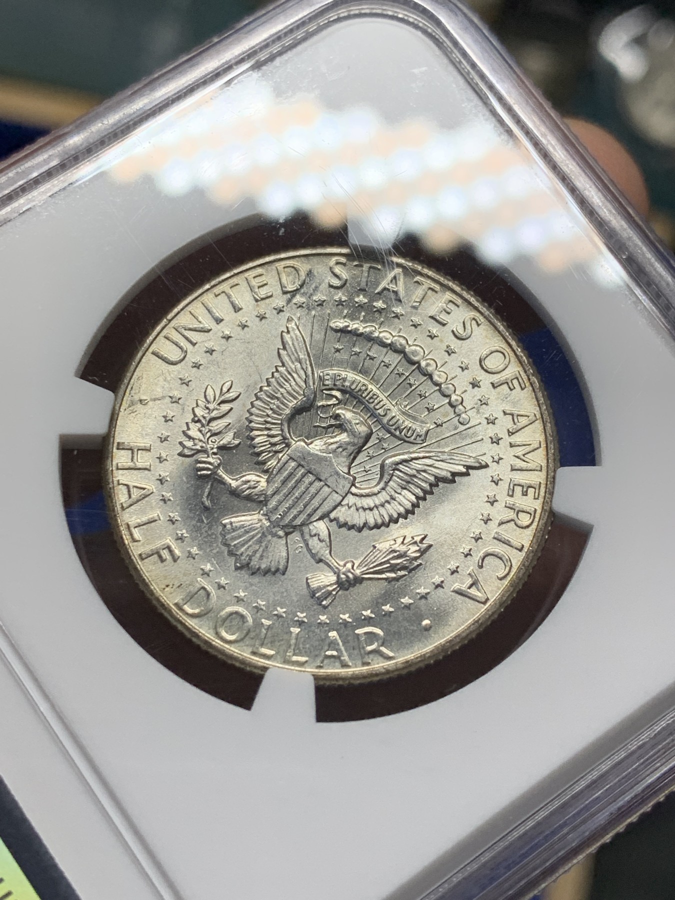 《竞宝斋》第208场-周日，周一 2场 (全场包邮) NGC MS62 美国1964年50分肯尼迪银币 900银 12.5克