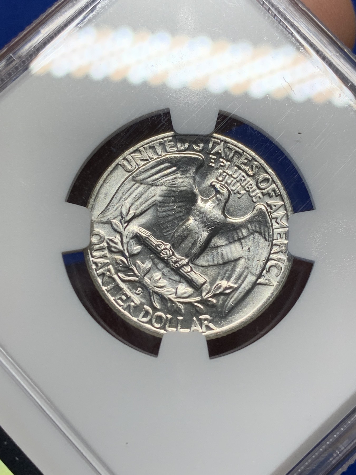 《竞宝斋》第208场-周日，周一 2场 (全场包邮) NGC-MS63  美国 1957年 25分银币 华盛顿头像  无瑕底板