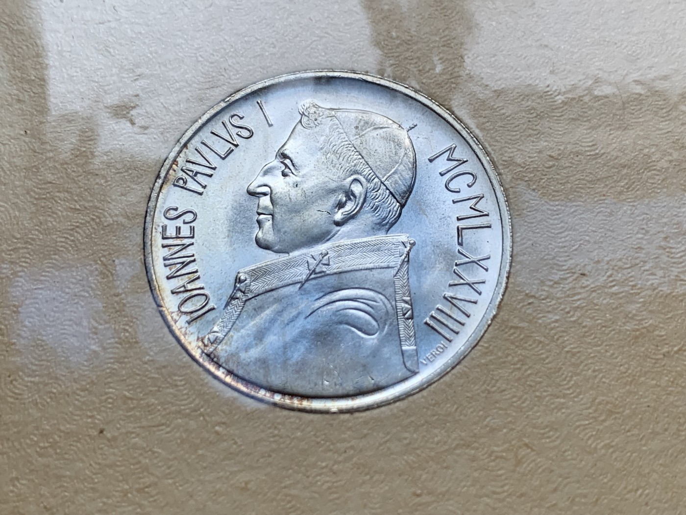 《竞宝斋》第208场-周日，周一 2场 (全场包邮) 卡装 梵蒂冈1978年 约翰保罗一世教皇 1000里拉银币