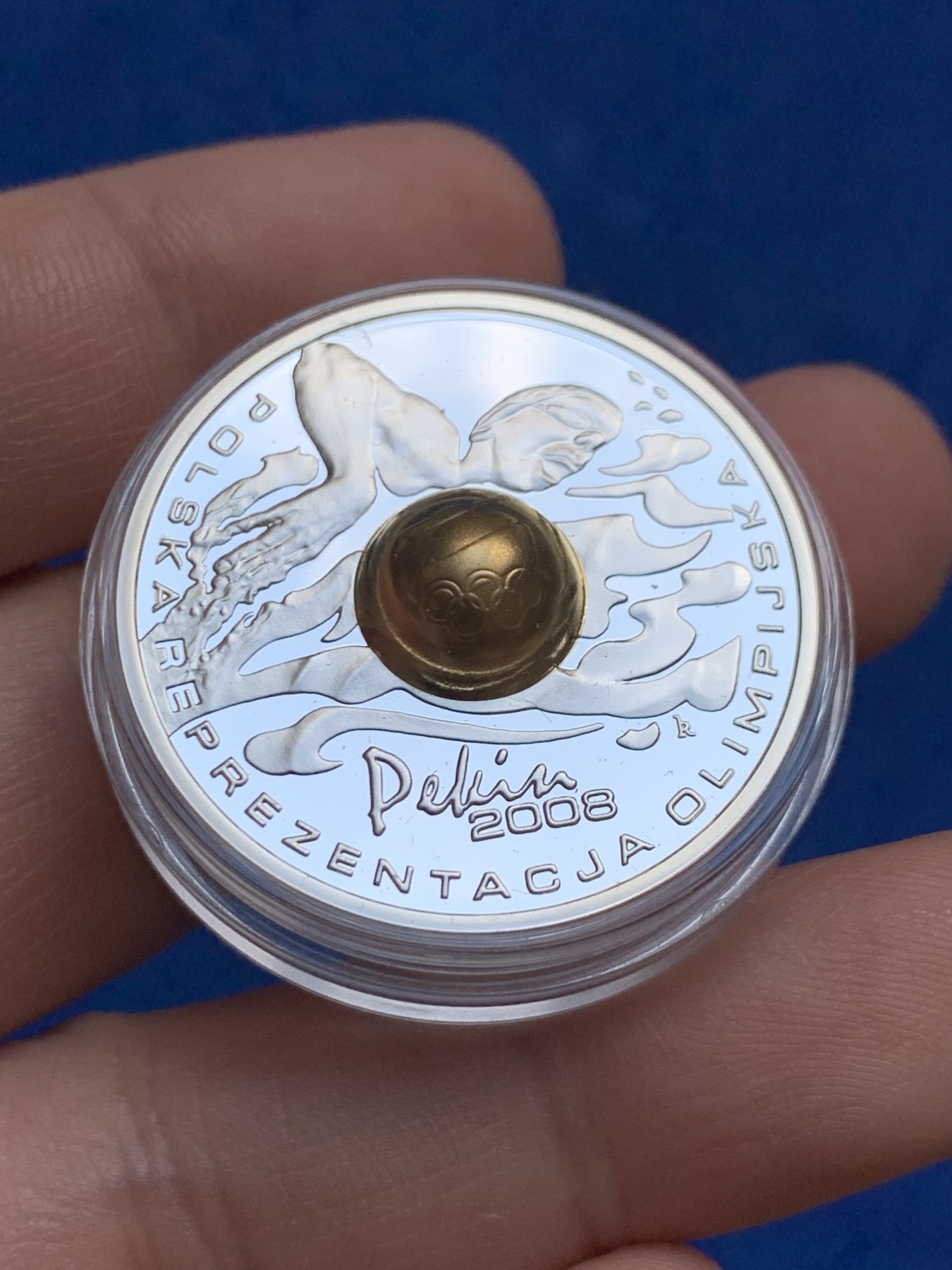 《竞宝斋》第208场-周日，周一 2场 (全场包邮) 波兰发行2008年奥运会 中国龙珠纪念银币