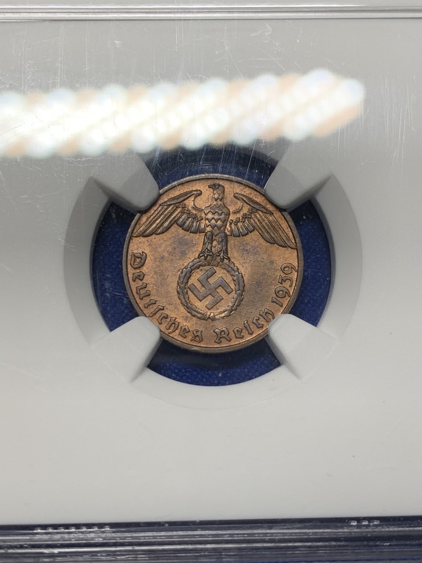 《竞宝斋》第208场-周日，周一 2场 (全场包邮) NGC MS63RB 德国1939年1芬尼铜币