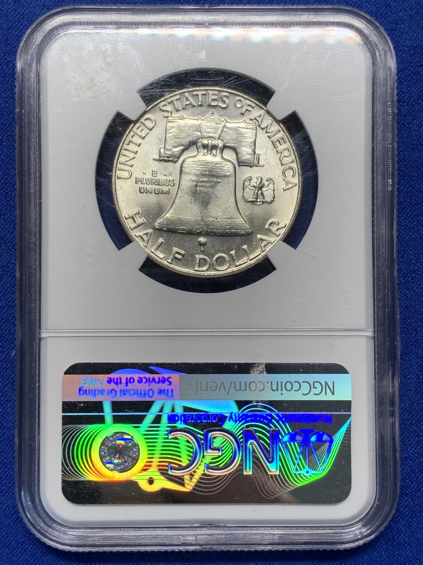 《竞宝斋》第208场-周日，周一 2场 (全场包邮) NGC-MS63  美国 1962年 50分银币 富兰克林头像 丝滑底板