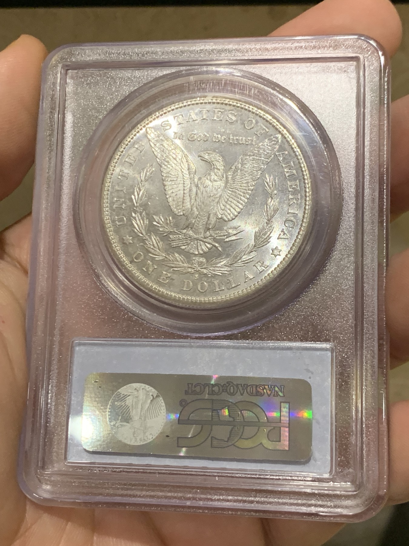 《竞宝斋》第208场-周日，周一 2场 (全场包邮) PCGS-MS64  美国 1881年 摩根一美元大银币  经典品种  凝霜底板