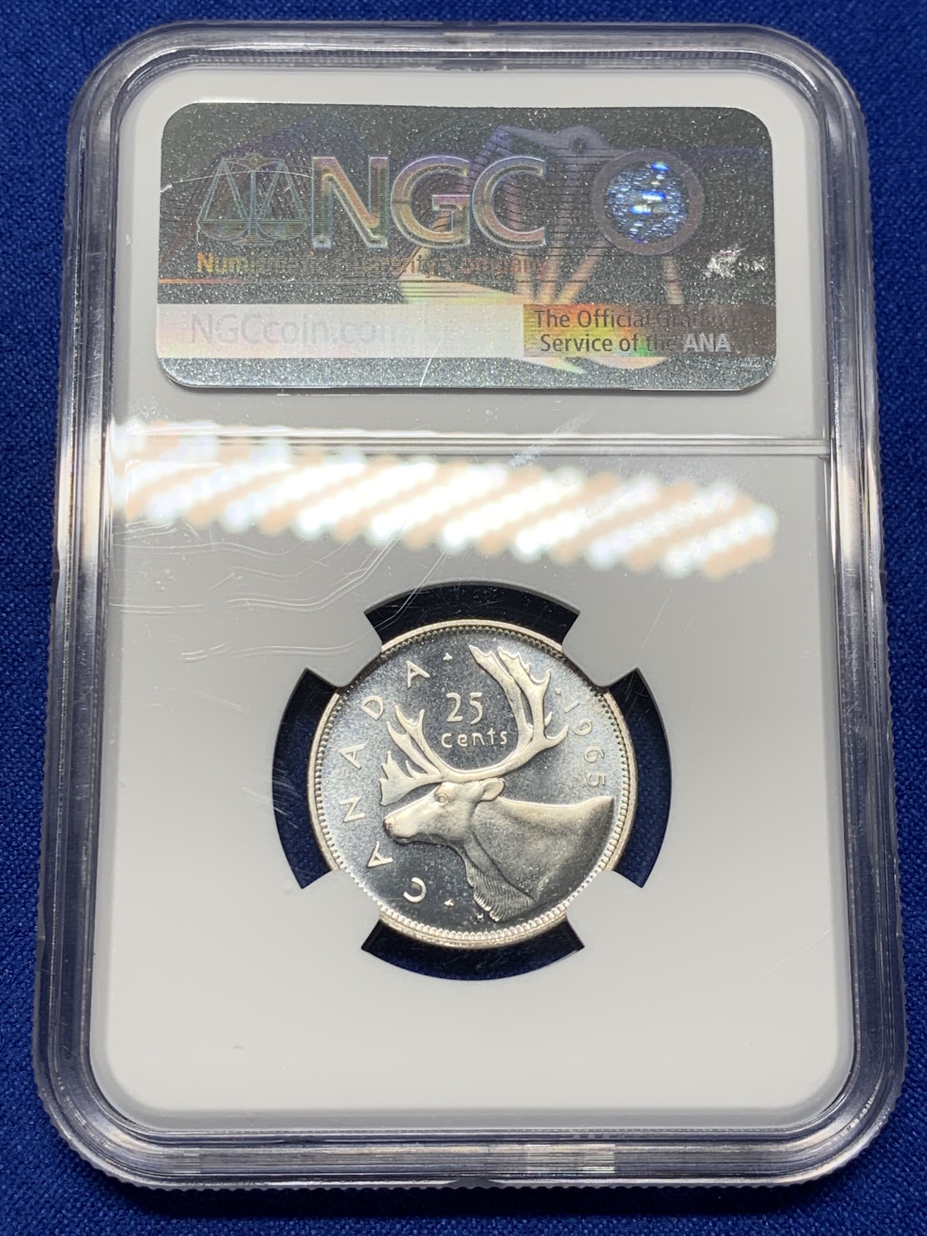 《竞宝斋》第208场-周日，周一 2场 (全场包邮) NGC PL66 加拿大1965年伊丽莎白流通25分银币