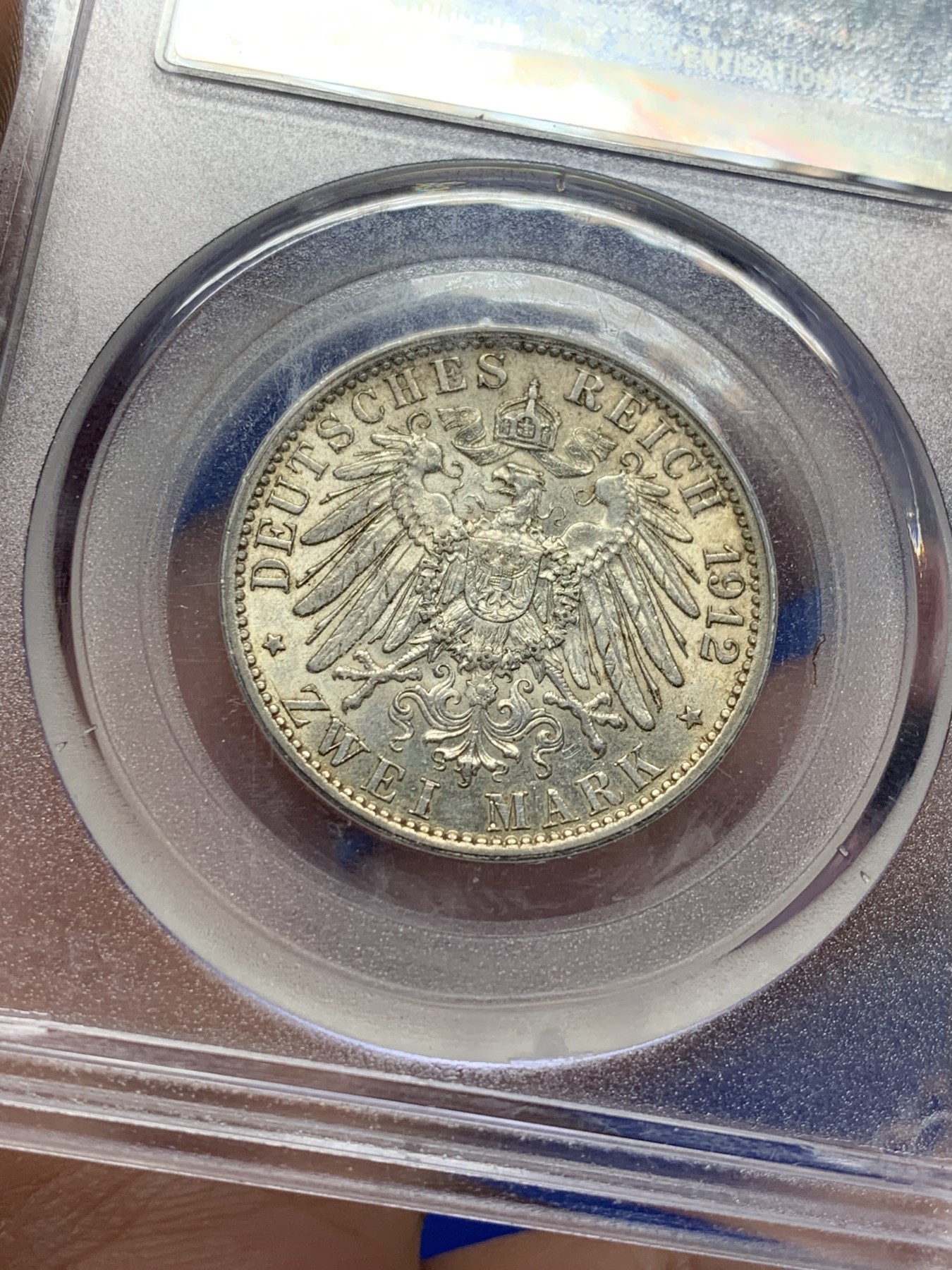 《竞宝斋》第208场-周日，周一 2场 (全场包邮) 公博 MS63 德国1912年普鲁士2马克银币最后一年大头版本 底板良好