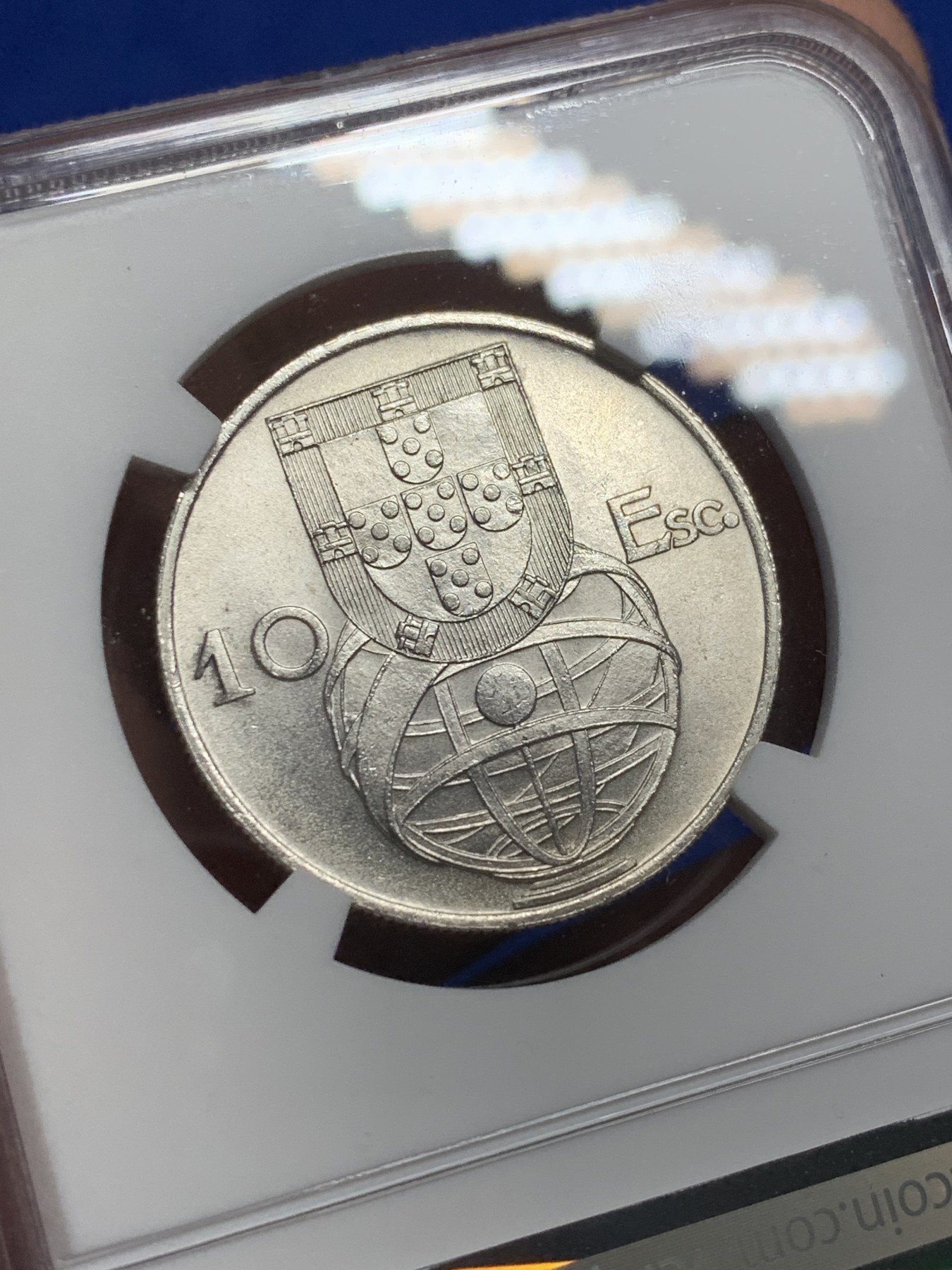 《竞宝斋》第208场-周日，周一 2场 (全场包邮) NGC MS64 葡萄牙1955年大帆船10埃斯库多银币