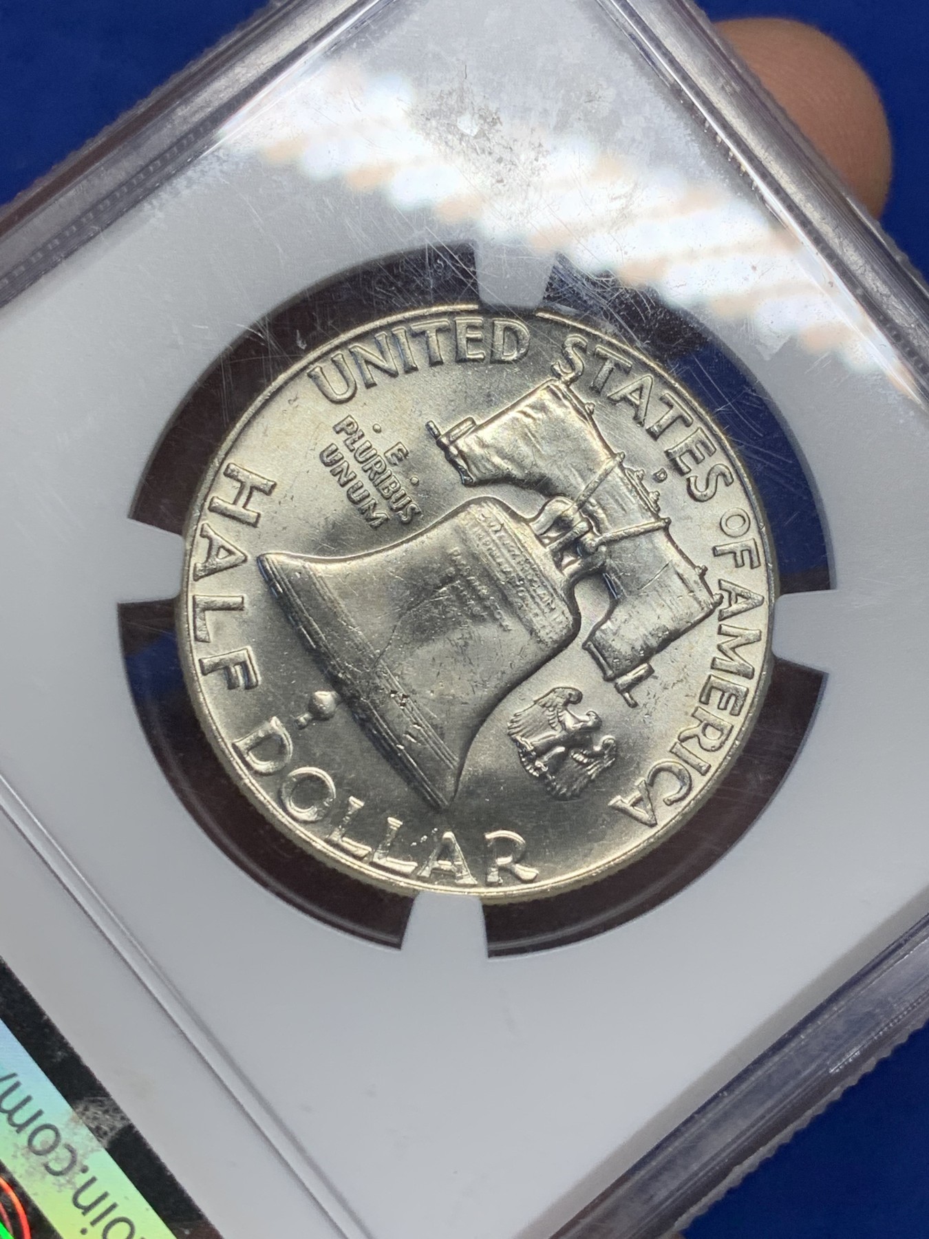 《竞宝斋》第208场-周日，周一 2场 (全场包邮) NGC-MS63  美国 1962年 50分银币 富兰克林头像 丝滑底板